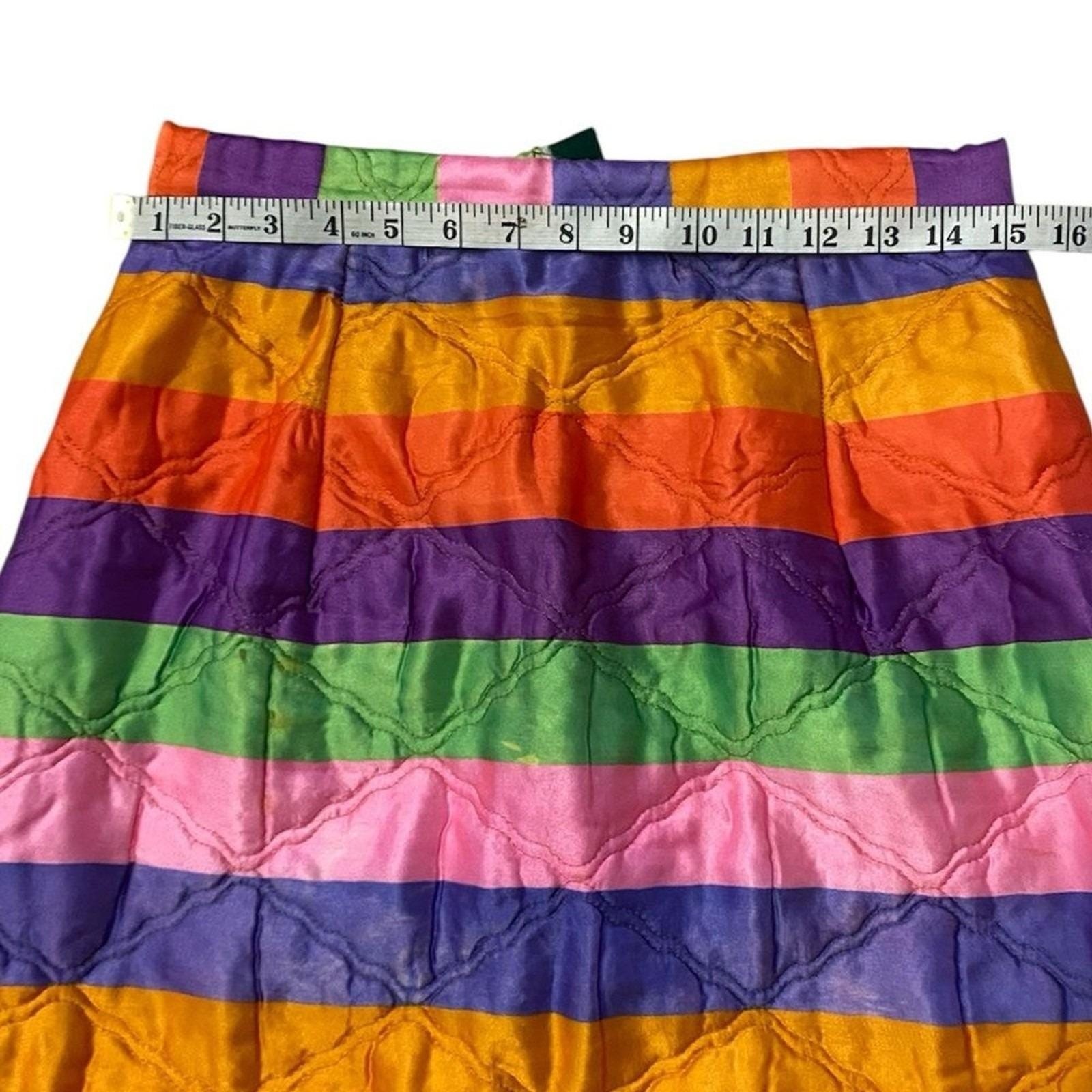 Vintage Rhapsody By Glazier Quilted Striped Maxi Skirt Small Medium Rainbow