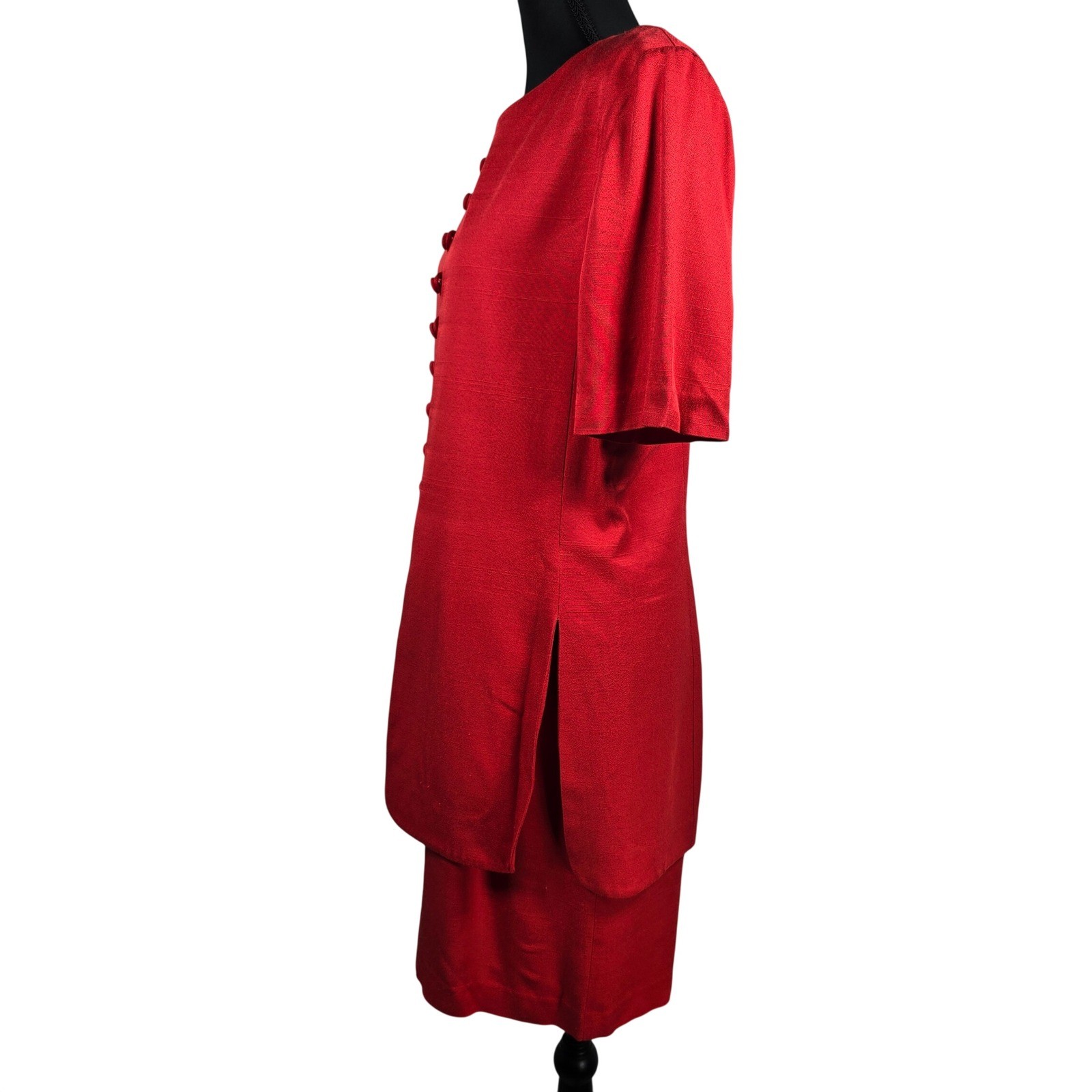Lois Snyder Dani Max Vintage 90s Dress with Attached Jacket Woman 10 Red Midi