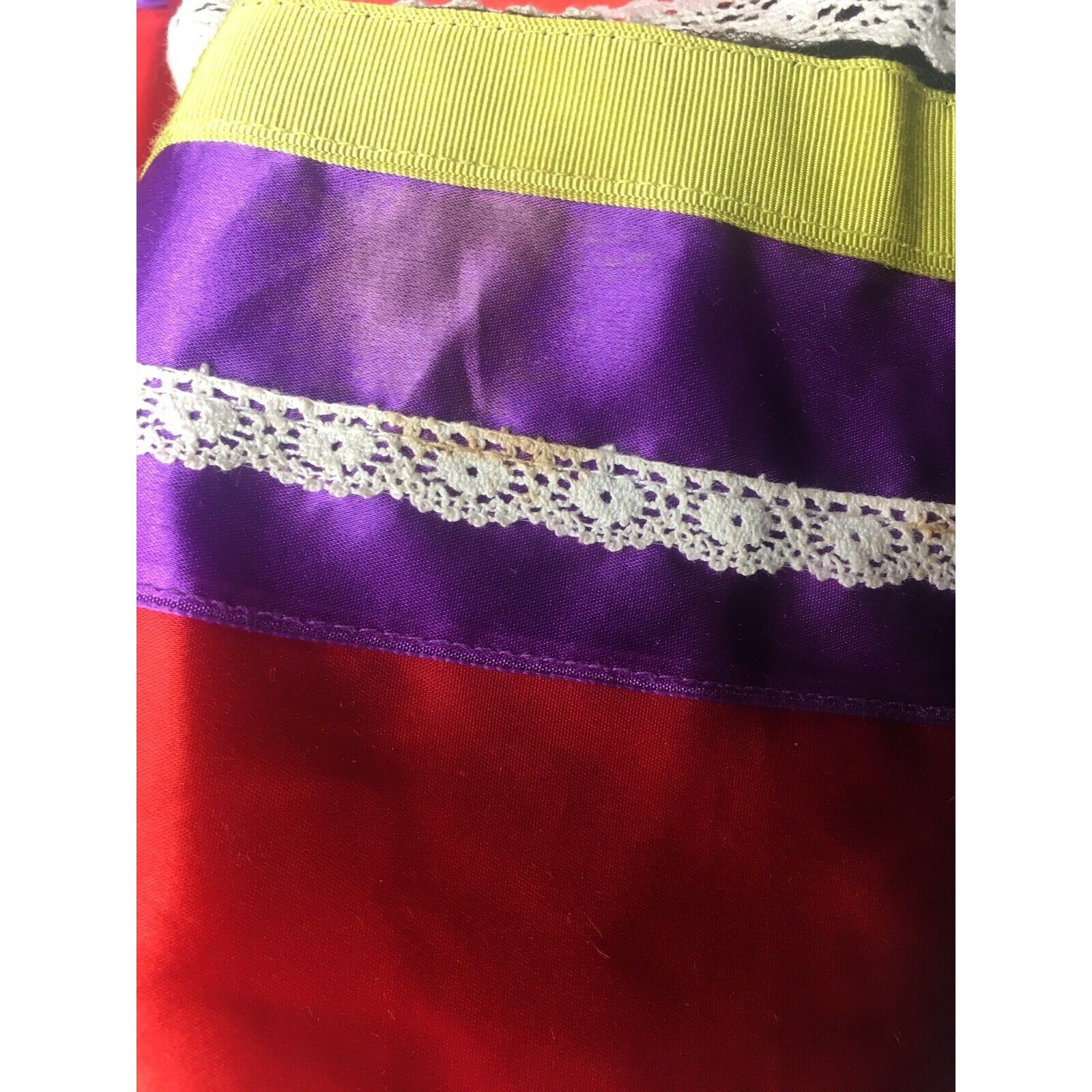 Ribbon Skirt Tiered Satin Lace Grosgrain Size XS Miss Pat Patsi Vintage