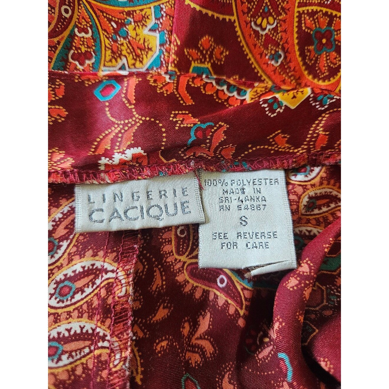 Vintage Cacique Lingere Red Paisley Playsuit Romper