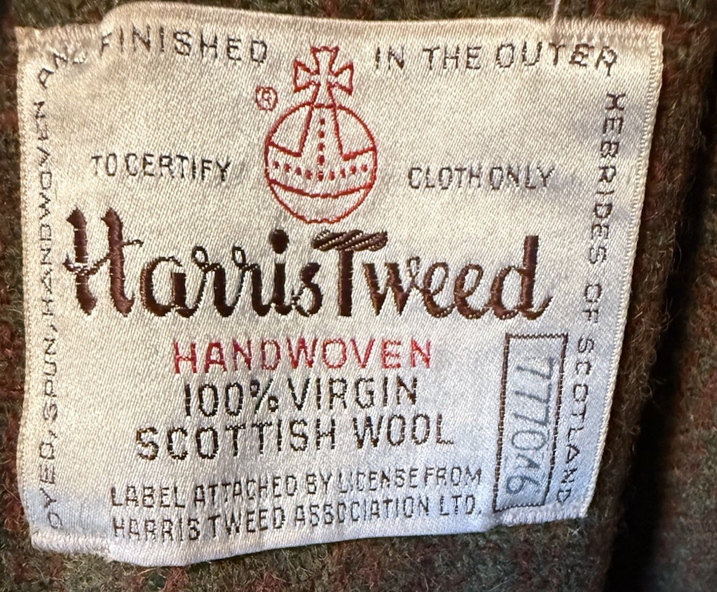 Vintage 60s 70s Harris Tweed Coat Brown Green Scottish Wool Overcoat Ladies S/M