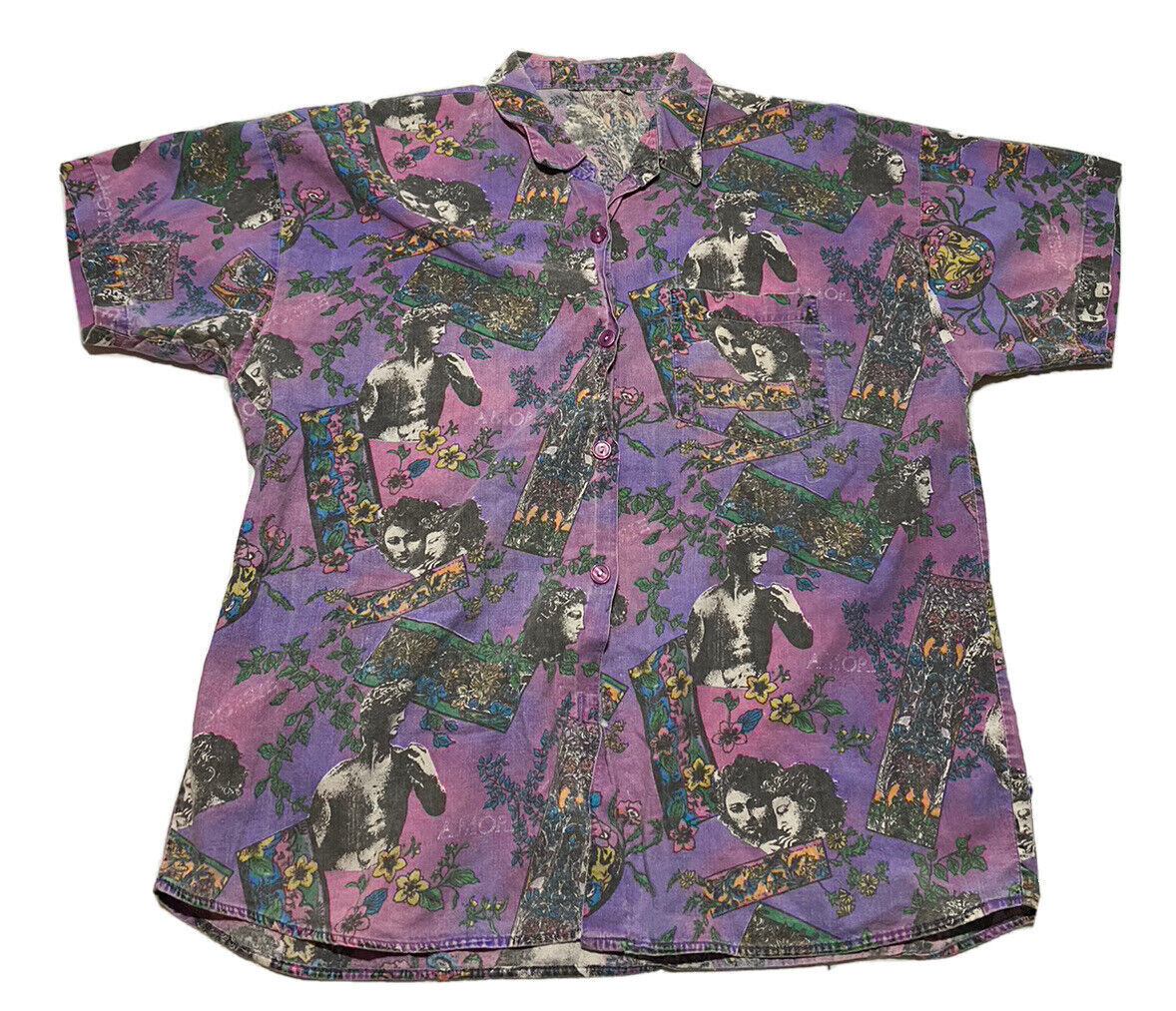 Vintage 1990s Michelangelo? Art Women’s Button Down Shirt 22×27 P8