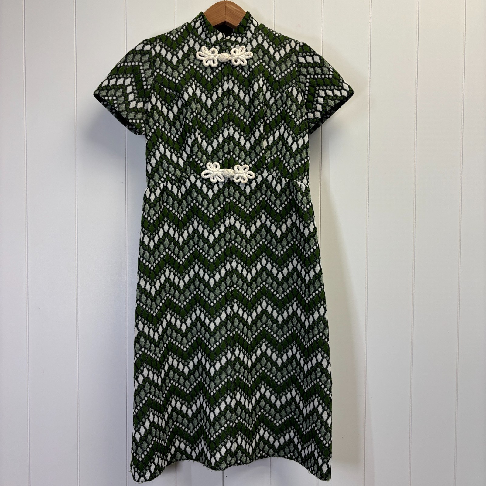 Vintage Ayres Unlimited Womens 60s 70s Twee Chevron Dress Size 8 Retro Classic