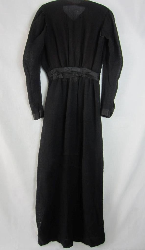 Dress Ladies Woman’s True Vintage 1930’s – Black Wool, Silk – Early Art Deco