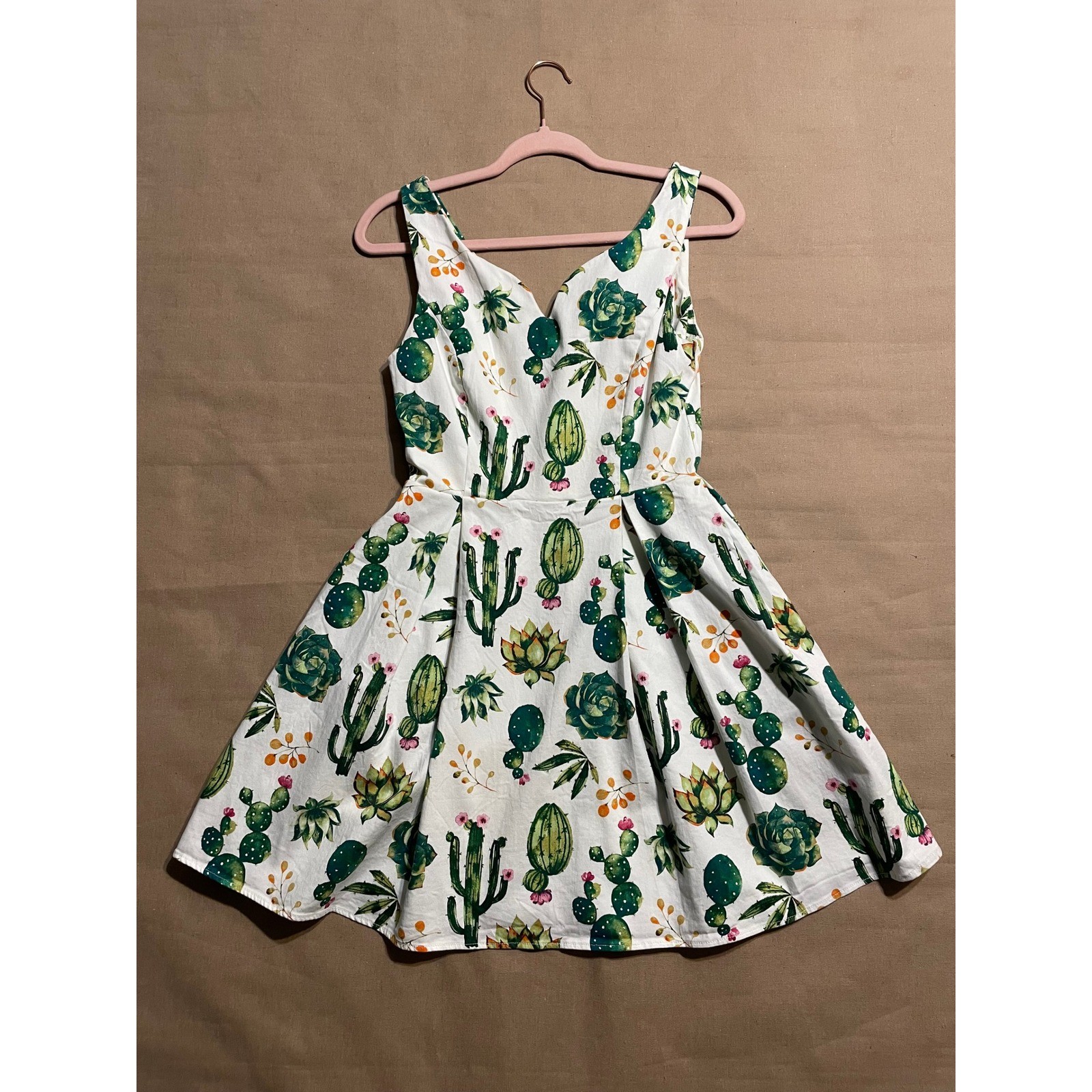 Modcloth IXIA Succulents Cactus Dress Size M Retro Houseplants Gardening Plants