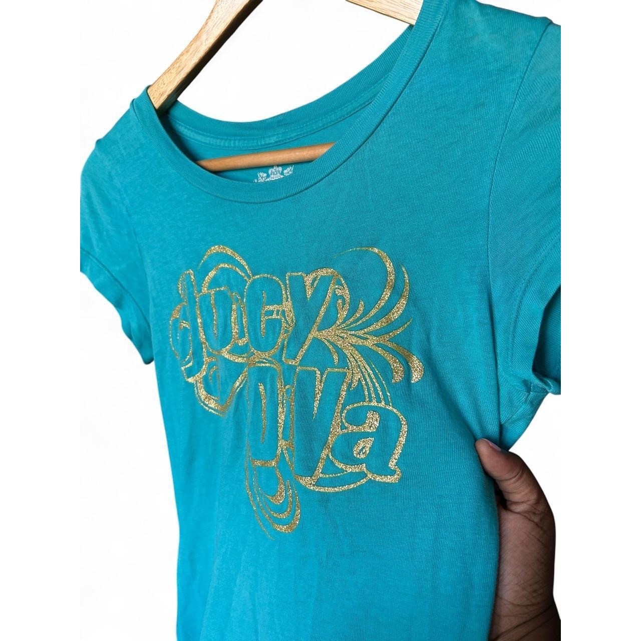 Vintage Juicy Couture Indie Sleaze McBling Women’s Baby Tee Y2K Gold Glitter SM