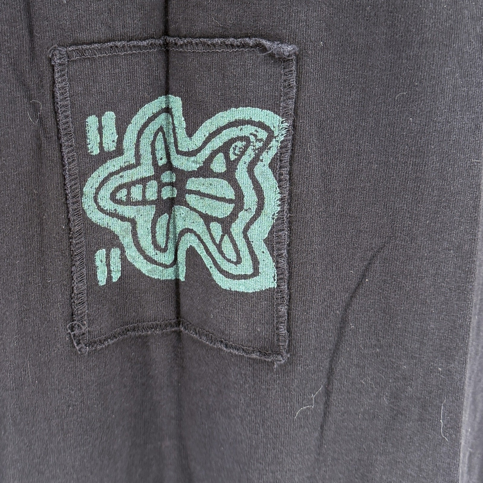 Vintage 90s Blue Cactus Black 100% Cotton Tribal Graphic Sleeveless Maxi Dress