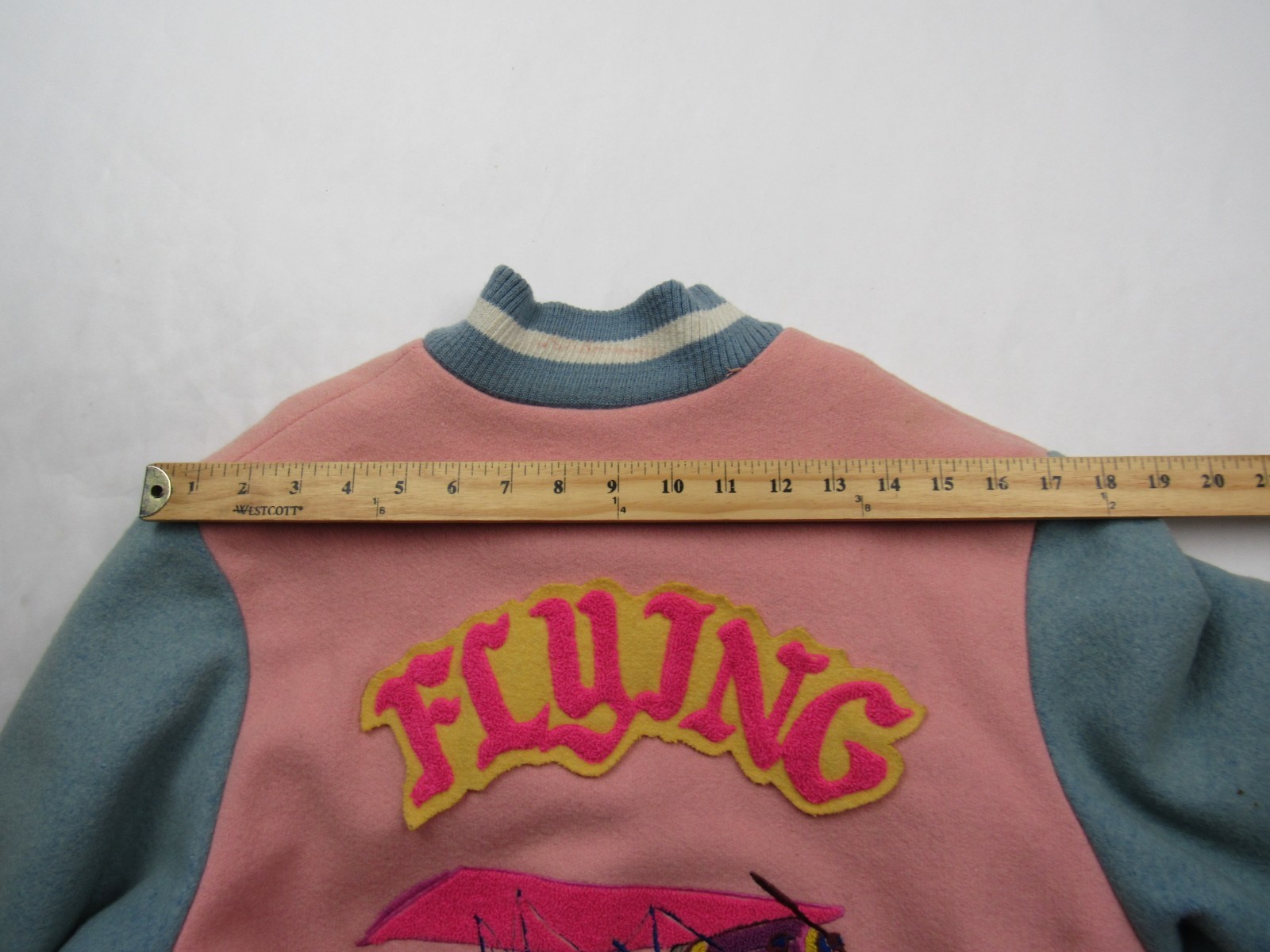 Vtg 1980s Flying Angels Women’s Varsity Letterman Jacket Wool Car Club Style