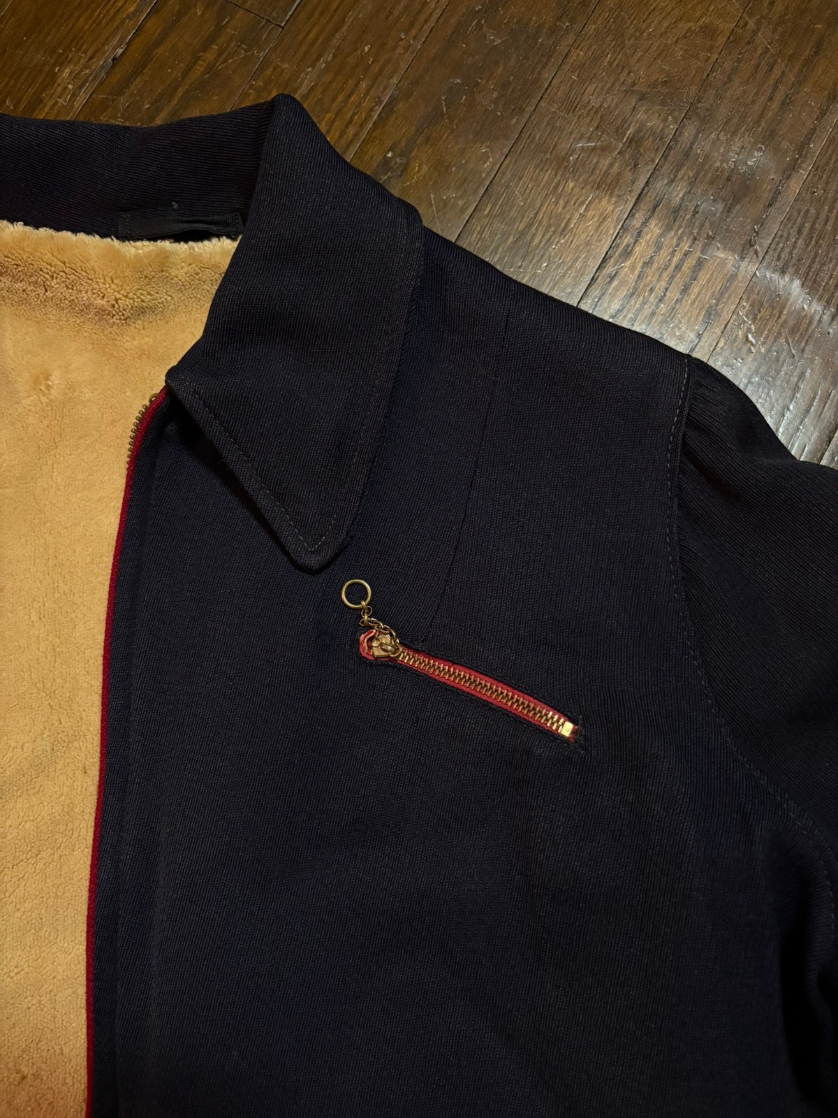 1940s Navy Alpine Ski Suit — Two-Piece Wool Gabardine Buckle Shearling Lined