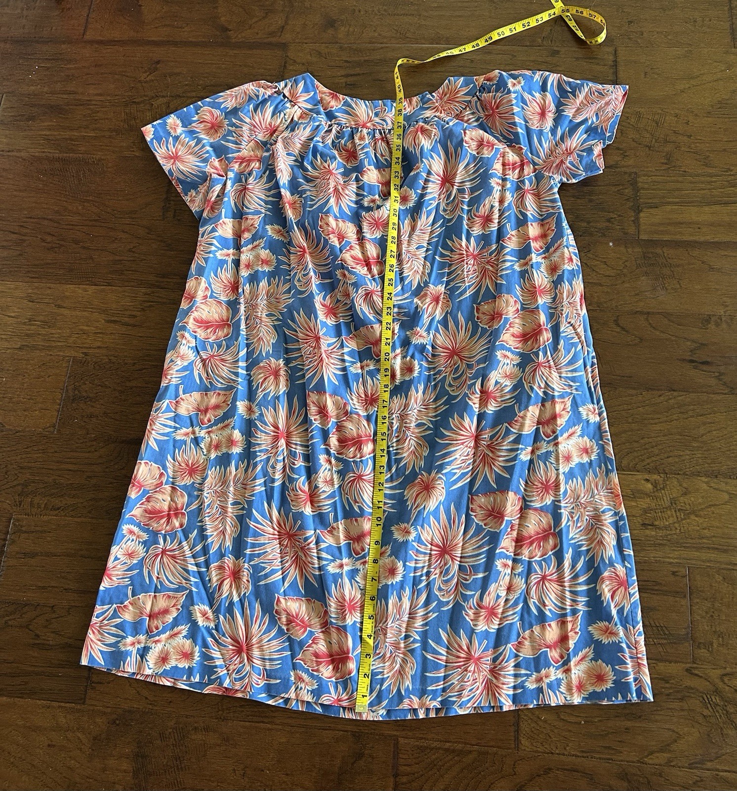 Vintage Sears MuuMuu Mumu Colorful Blue, Pink, White Hawaiian House Dress Womens