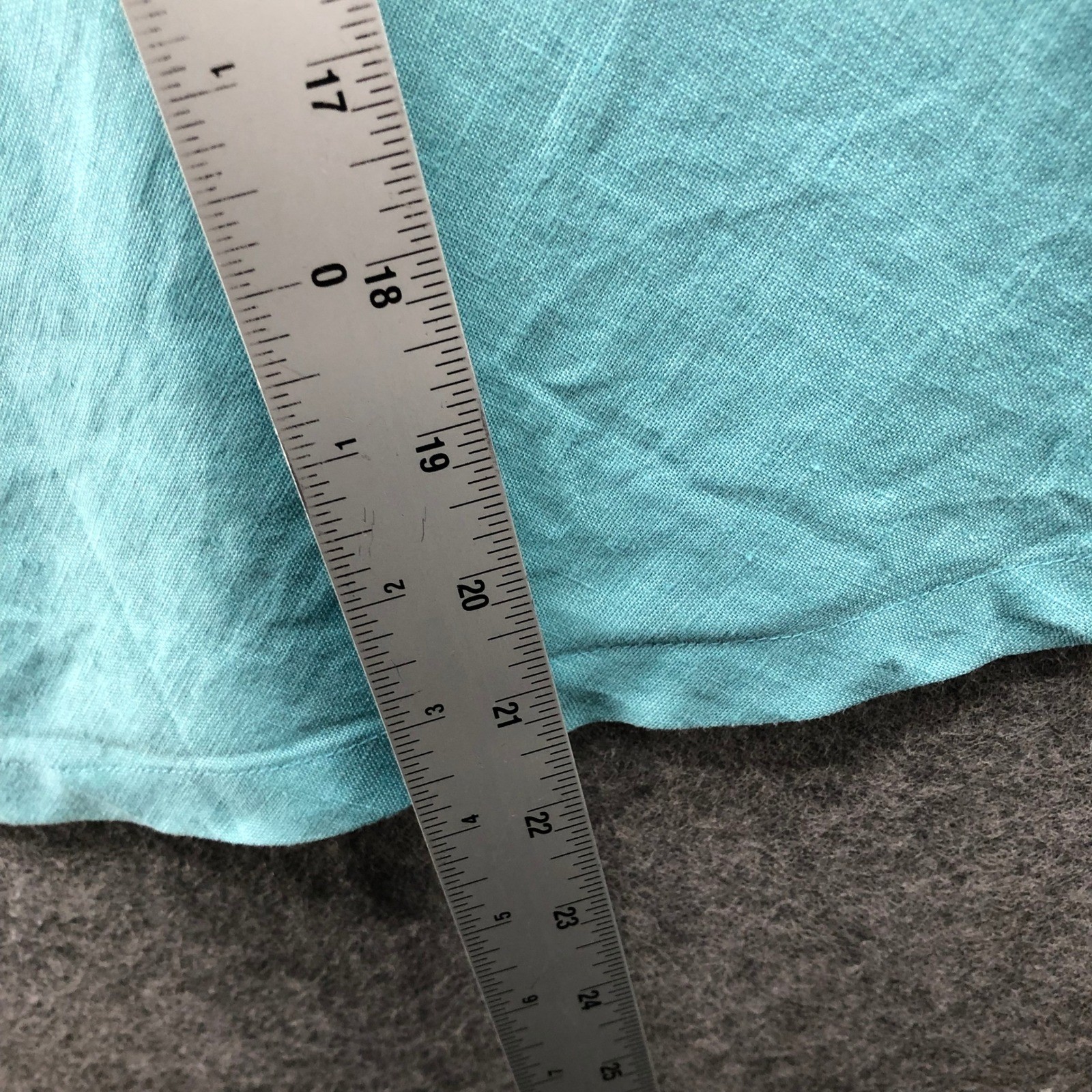 Vintage Y2K Martha B 100% Linen Skirt Size 4 Aqua Knee Length Pull On Low Rise