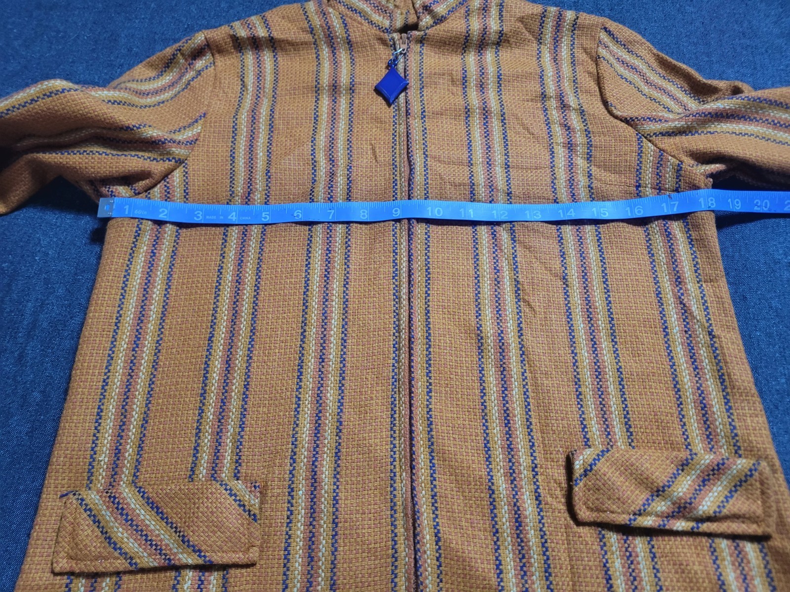Vintage 60s Mod Wool Mini Dress Orange Stripe A Line Long Sleeve Small Zip Up