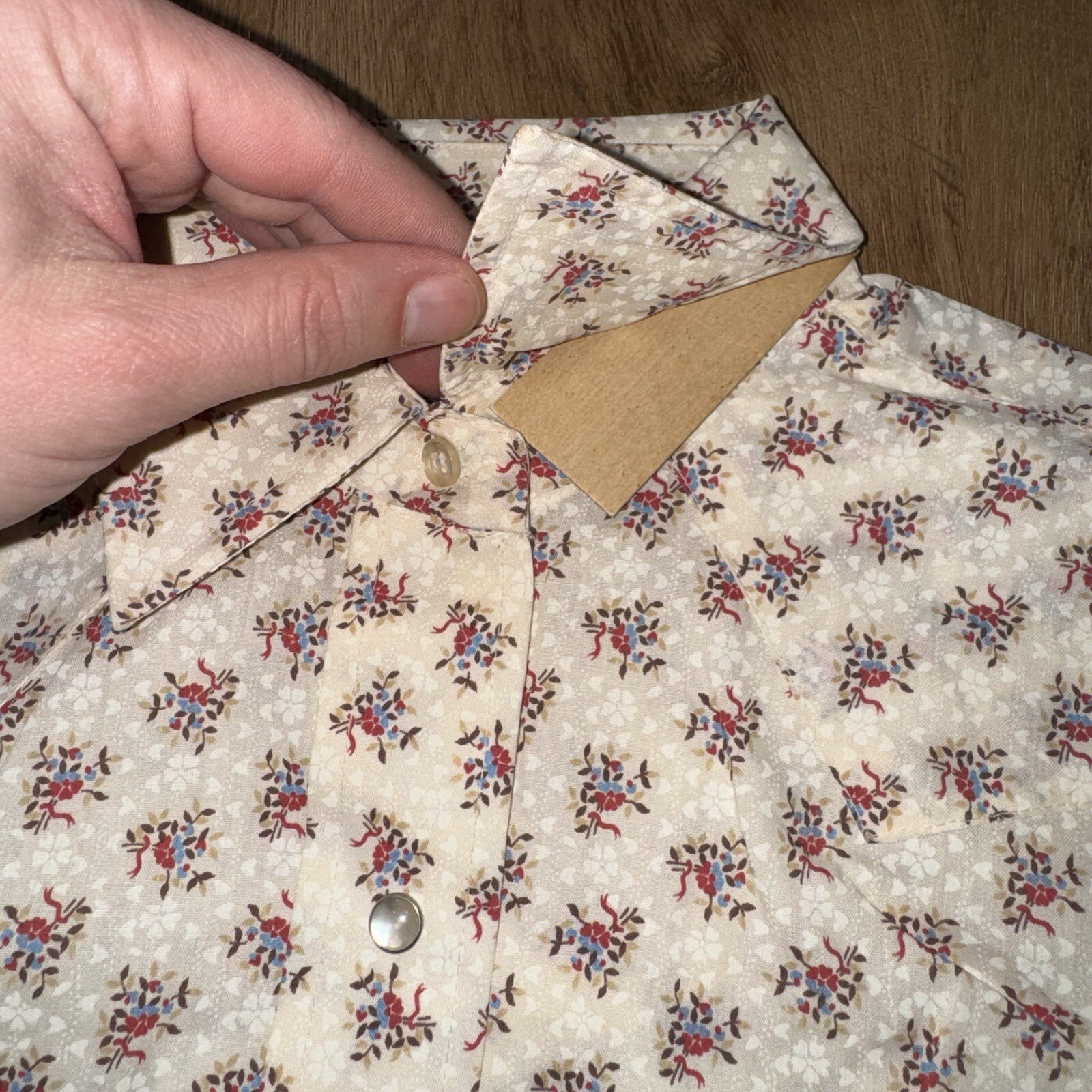 Vtg 70s Pearl Snap Shirt Champion Western Rockabilly Disco Cowgirl NOS Womens 12