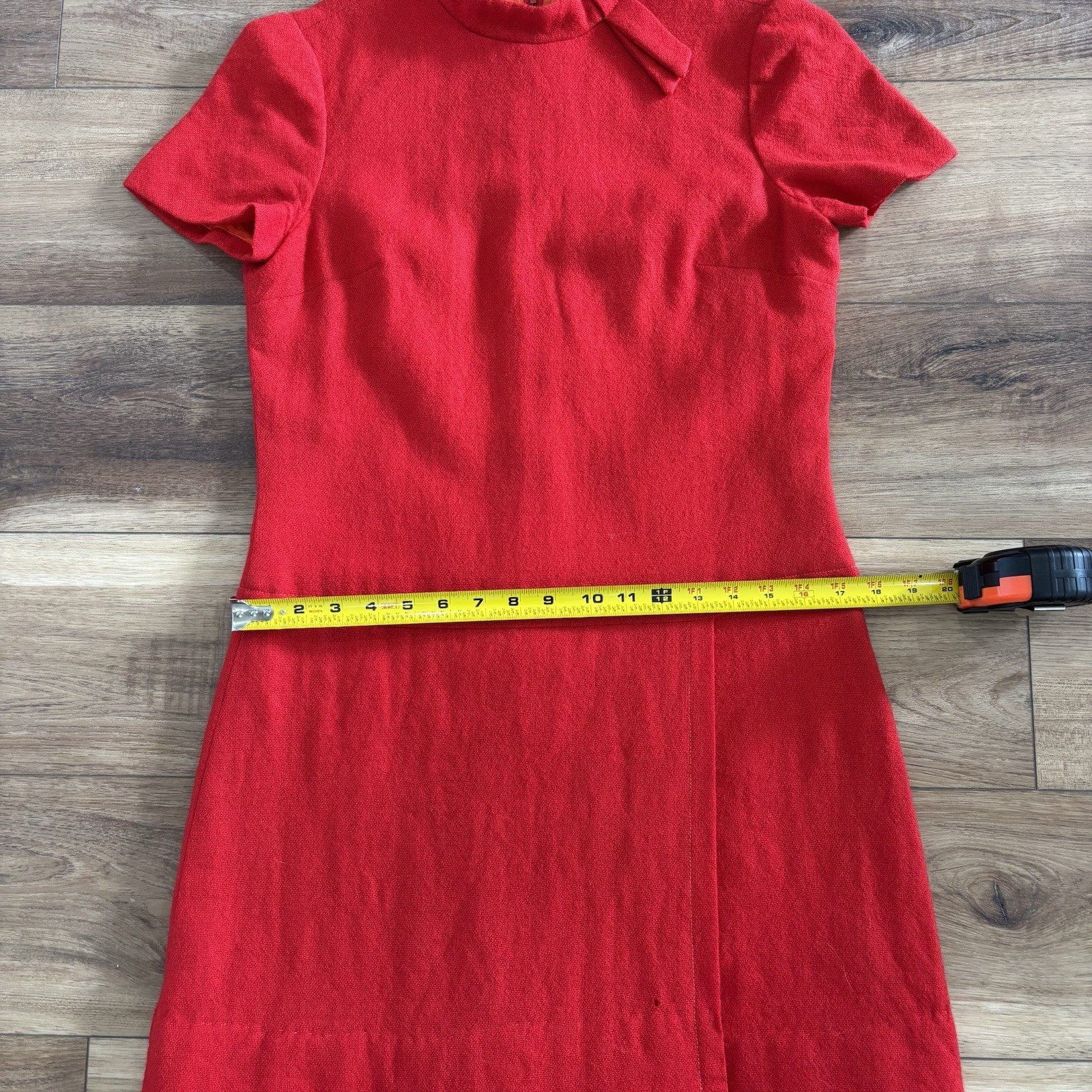 Vintage 1950-60’s Saks Fifth Avenue Red Wool Mod Hand Stitches Dress M READ
