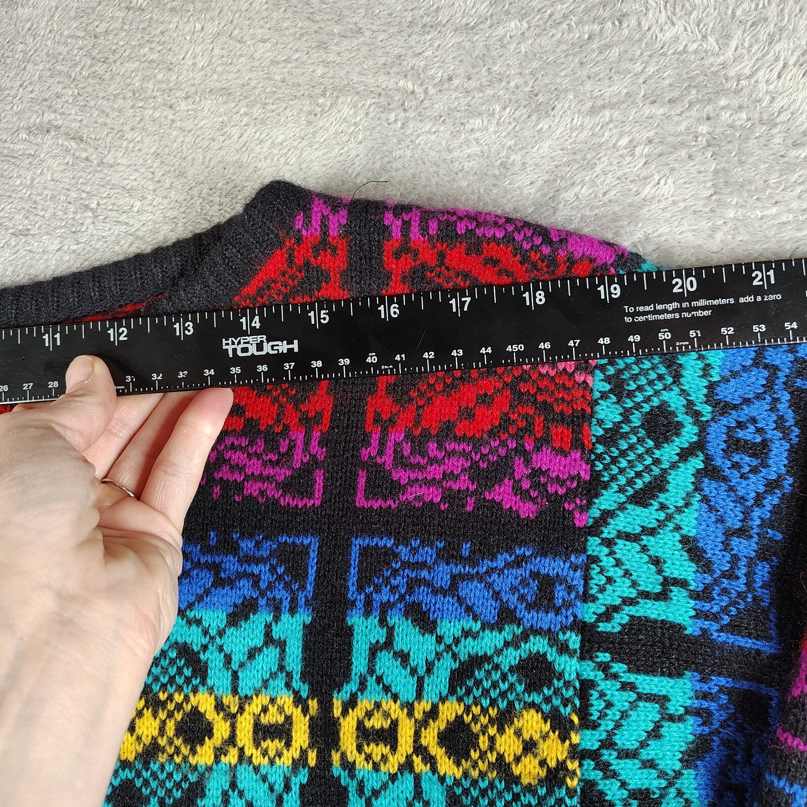 Vtg 80s Sweater Womens Colorful Stripe Retro Grannycore Knit Unbranded