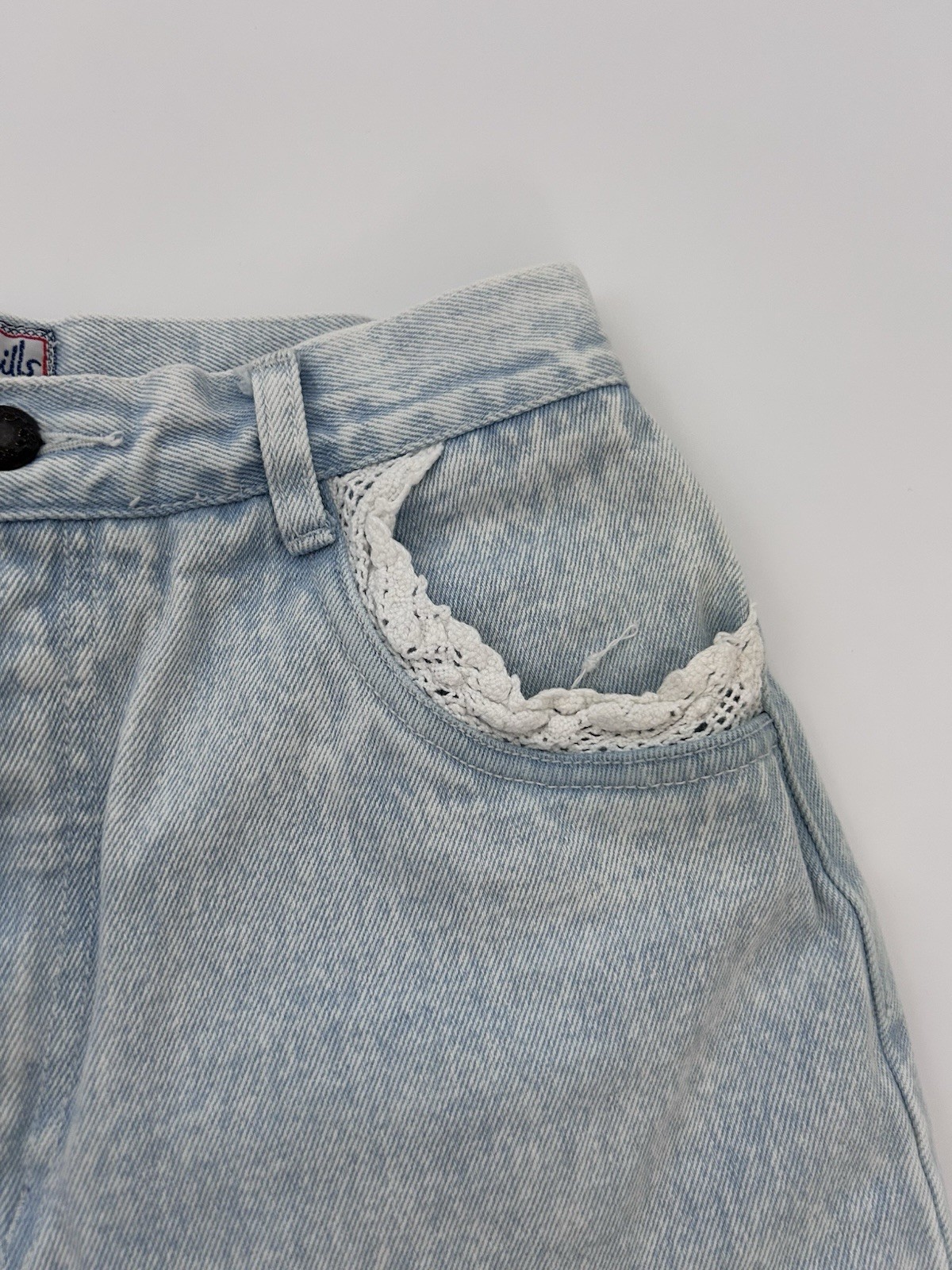 Vintage The Beverly Hills Denim Company Shorts Crochet Inset 90’s Cottagecore 7