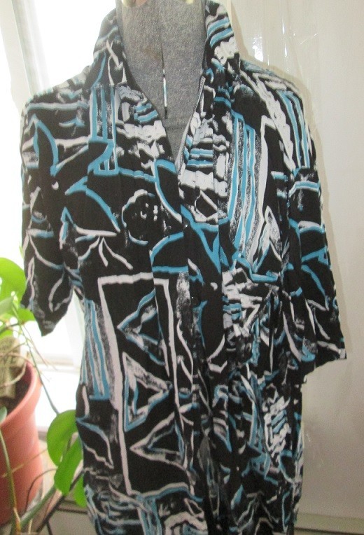 Vintage Neon Traffic Jam Short Sleeve Ladies Geometric Shirt Size Medium Rayon