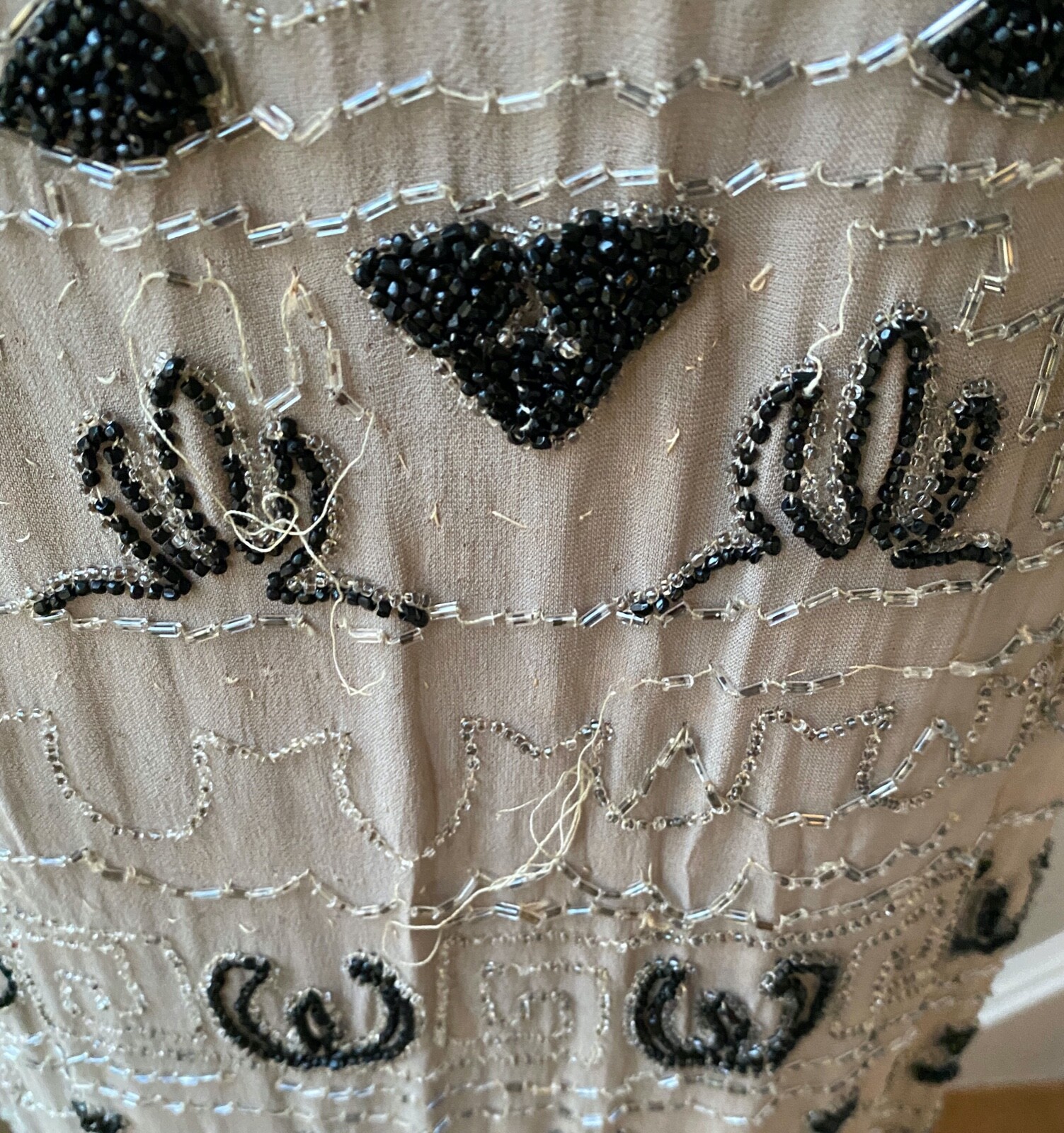 Vintage Beaded Silk Crepe Dress WW20