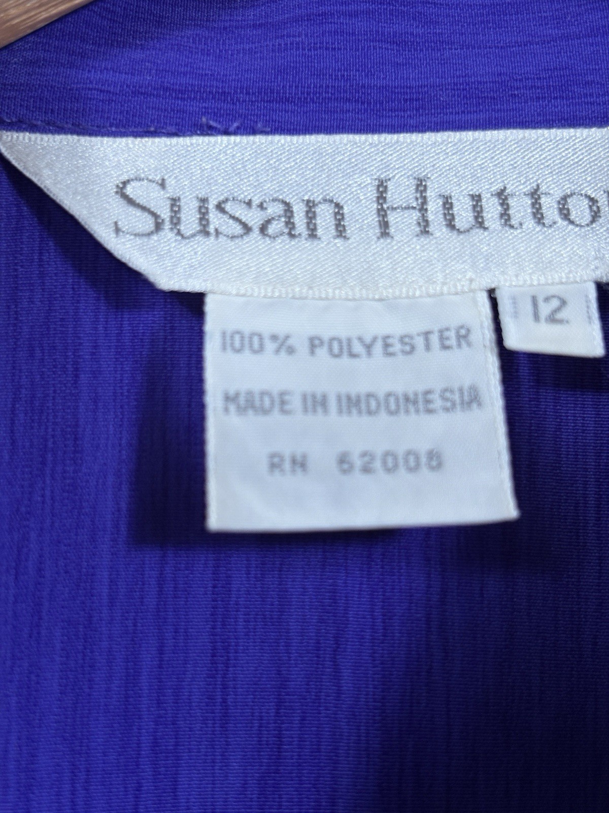 Vintage 80s Susan Hutton Purple Blouse 12 button up long sleeve pockets