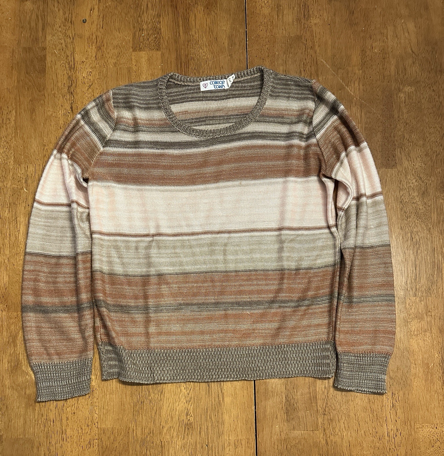 Vintage 80s College Town Women’s Knit Sweater S/M Striped Lightweight