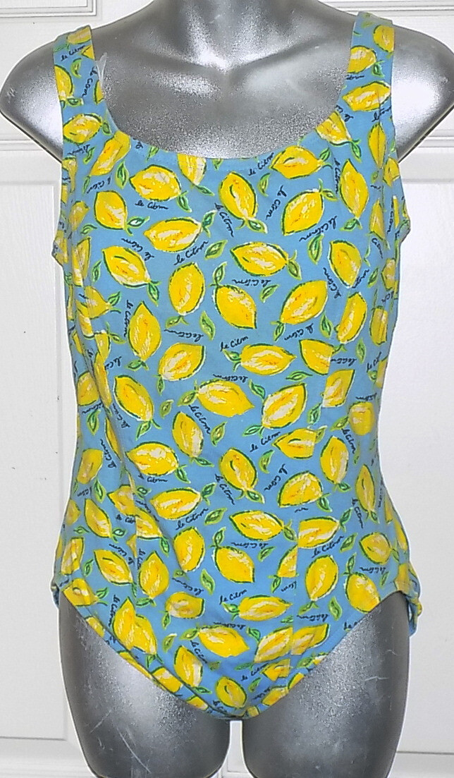 Vintage 70s Coco Reef Swimsuit Lemons 10 / 32 Cotton Bathing Suit