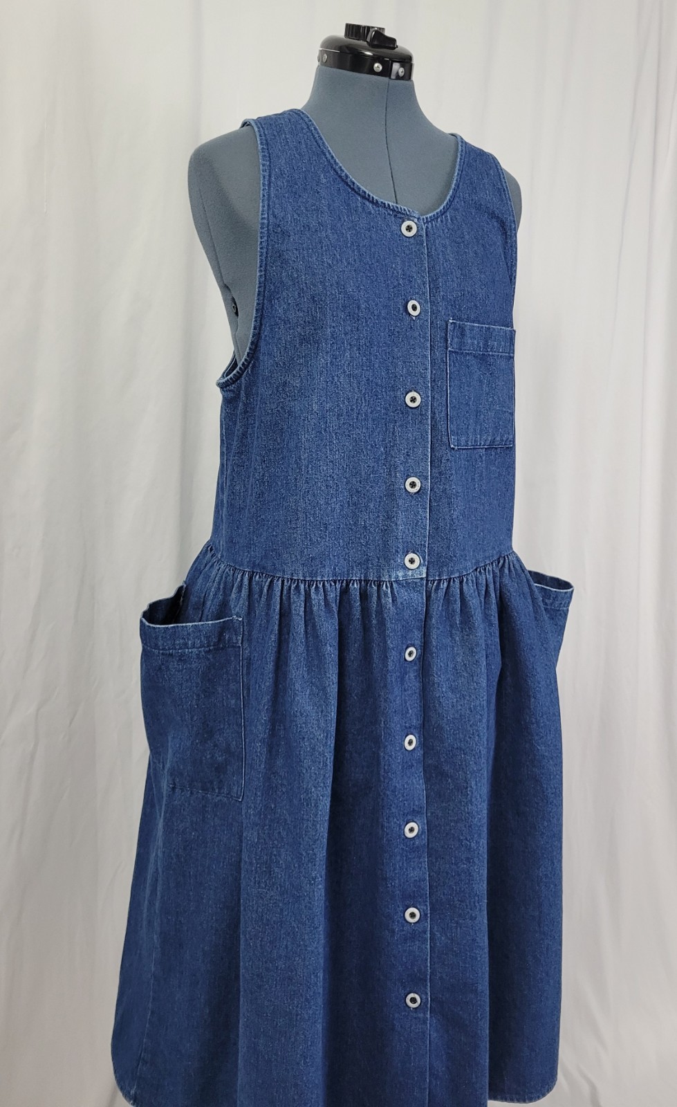 Vintage You Too Babes Denim Jumper w Dropwaist & Pockets Size 13