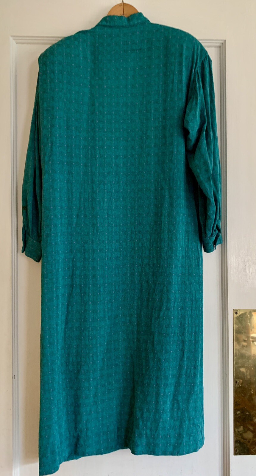 Vintage Young Traditions Sheath Pencil Dress Small ? Teal Plaid Buttons Collar**