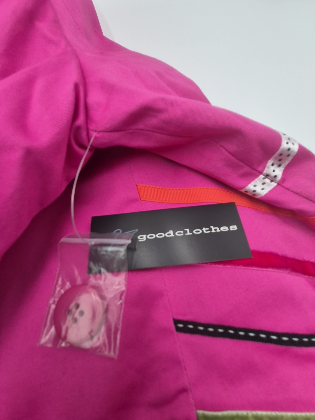 Vtg Good Clothes Women’s Jacket 1990’s Pink&Ribbon W/Polka Dot Lining Sz.8 Nwt