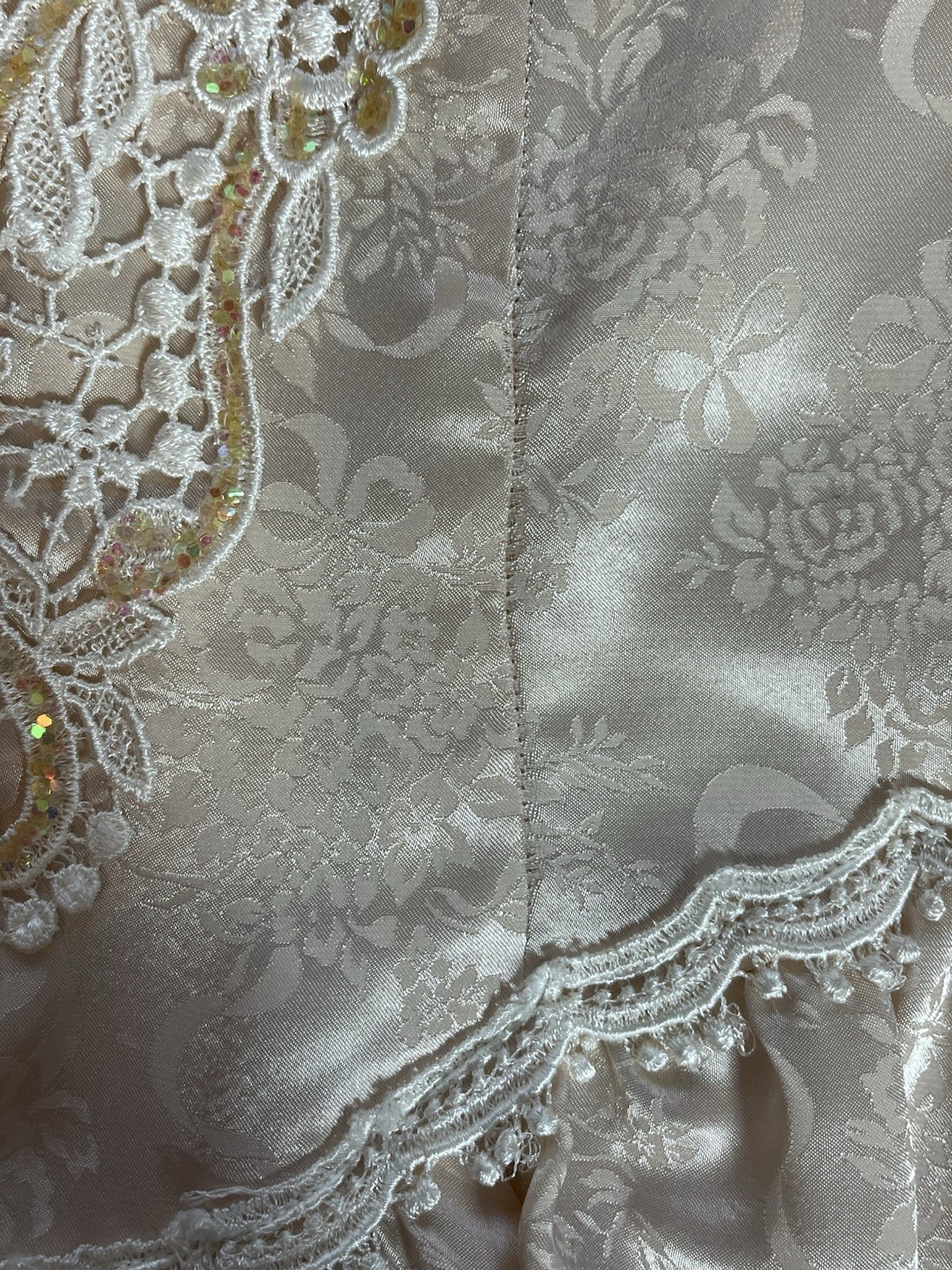 Vintage Scott McClintock Victorian Brocade Dress Peach Glitter Cottage Core Sz 4
