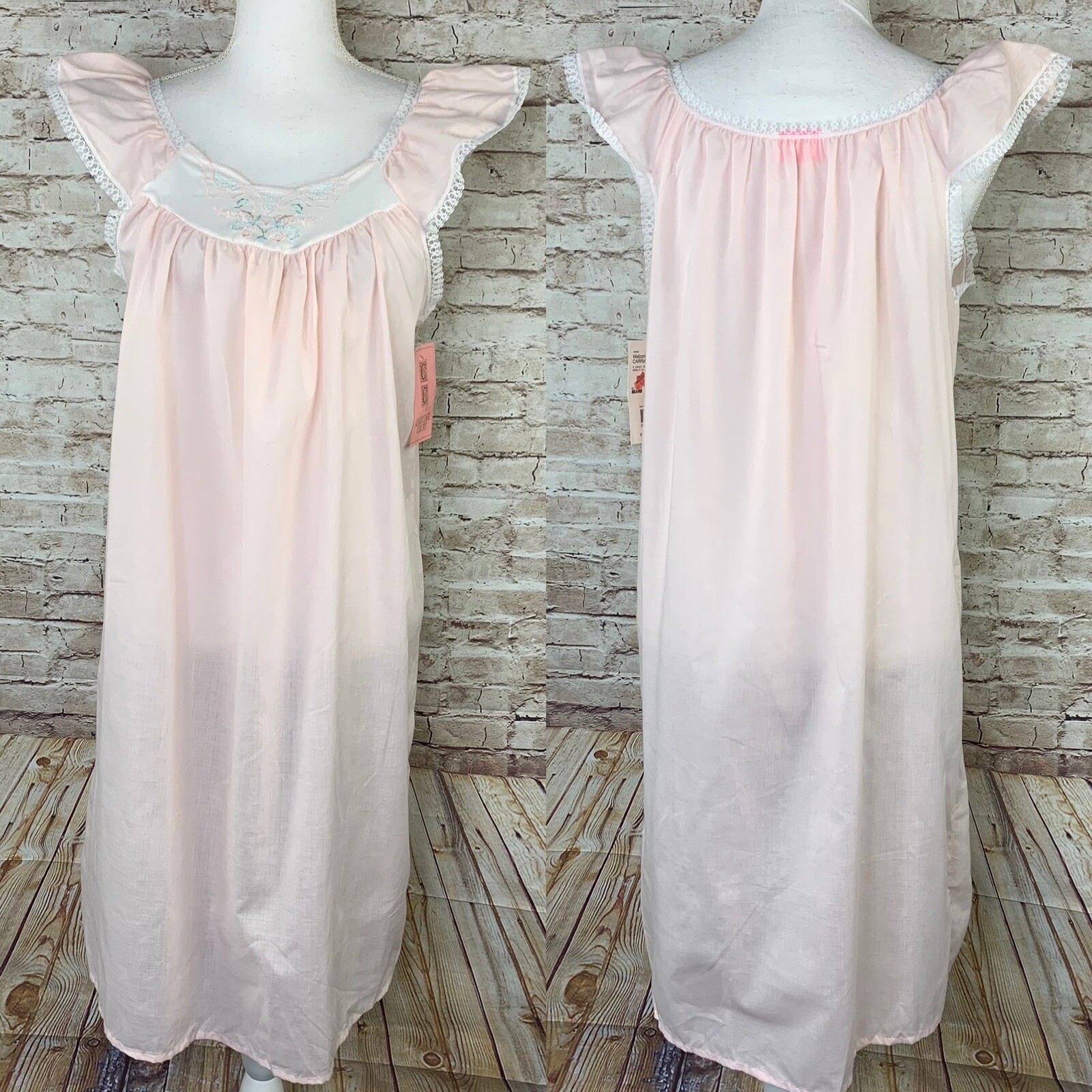 Sears Carriage Court Prissy Pink Sissy White Lace Nightgown new cotton poly new
