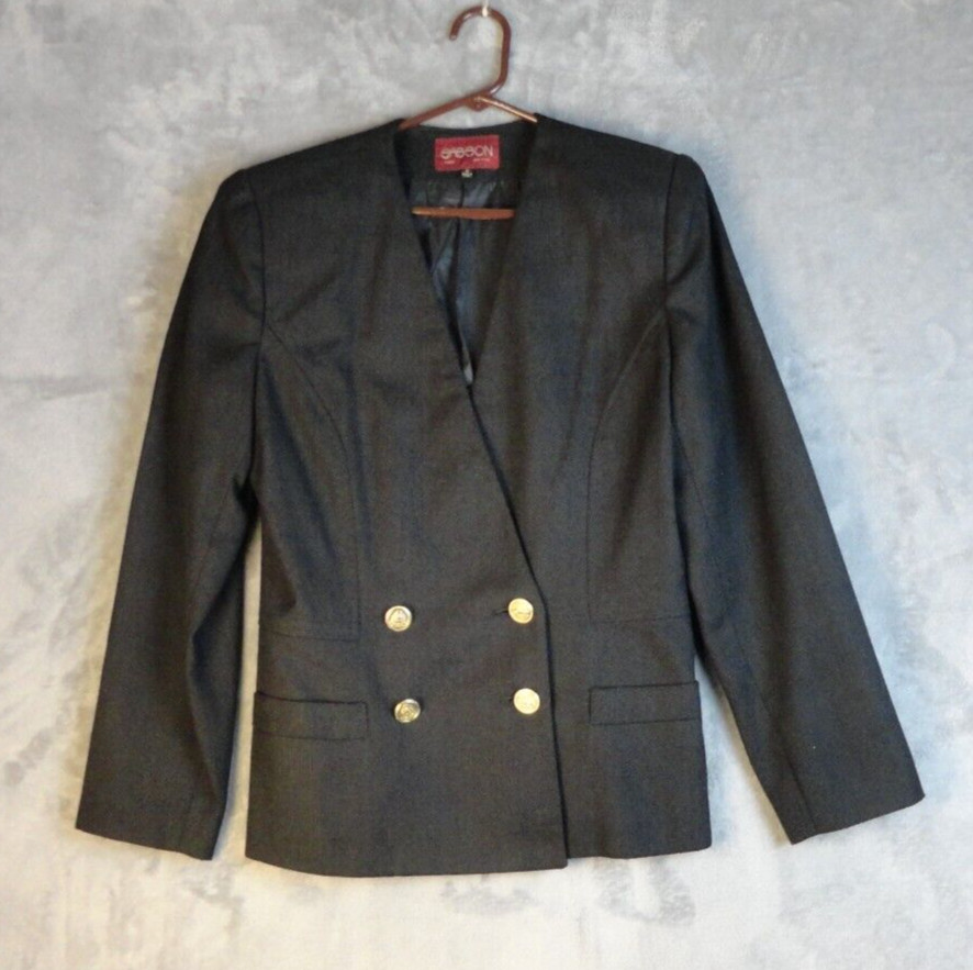 Vintage Sasson Women’s 4-Button Double-Breasted Blazer Jacket Black Size 8