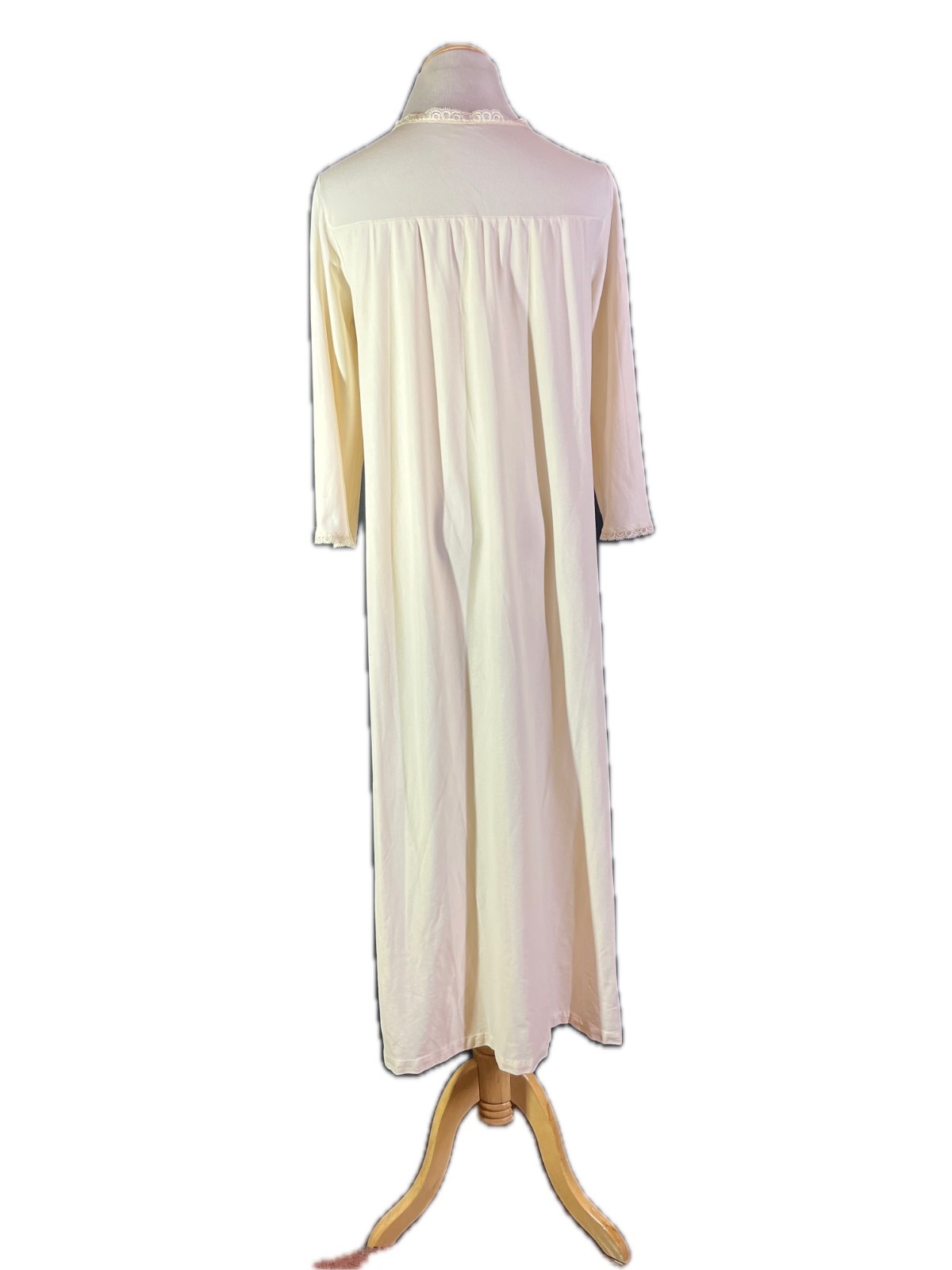 Vintage 70s Sears Size 32/34 Nightgown 3/4 Sleeves Lace Floral Neckline