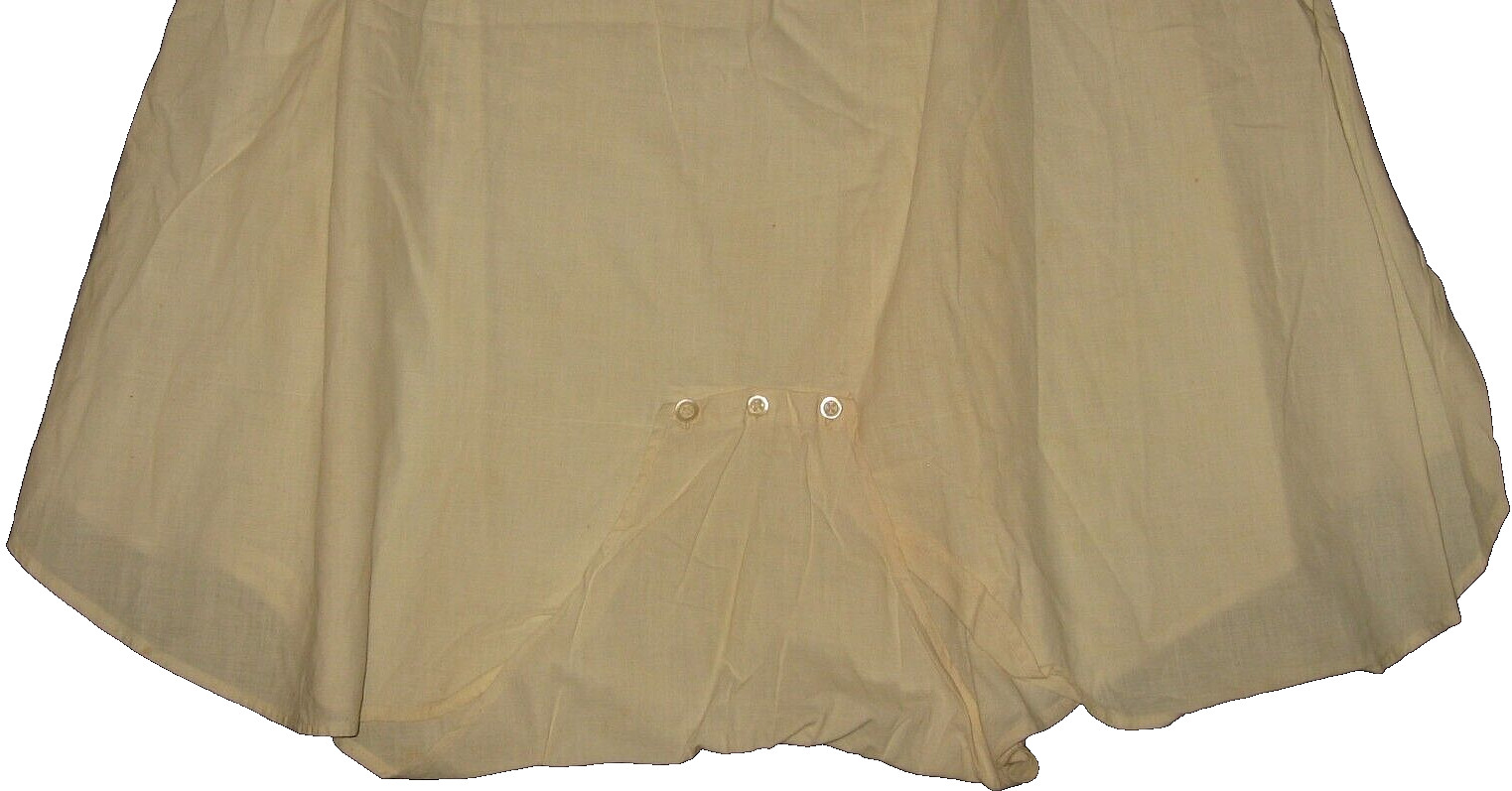 Edwardian 1910s 1-Piece Cream Cotton Lingere Button Crotch Crochet Undergarment