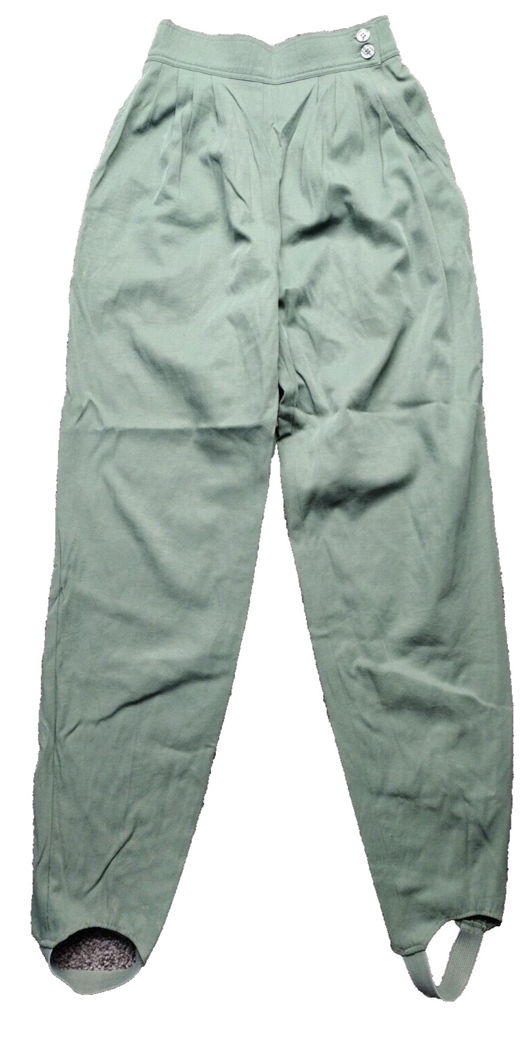 Green Stirrup Pants Womens High Waist Tapered Leg SZ 8 90s VTG USA Made Pockets