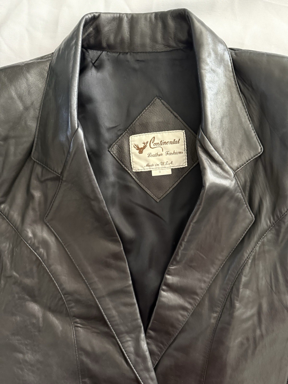 Vintage Continental USA English Lambskin Leather Jacket Women’s Black Sz M Soft