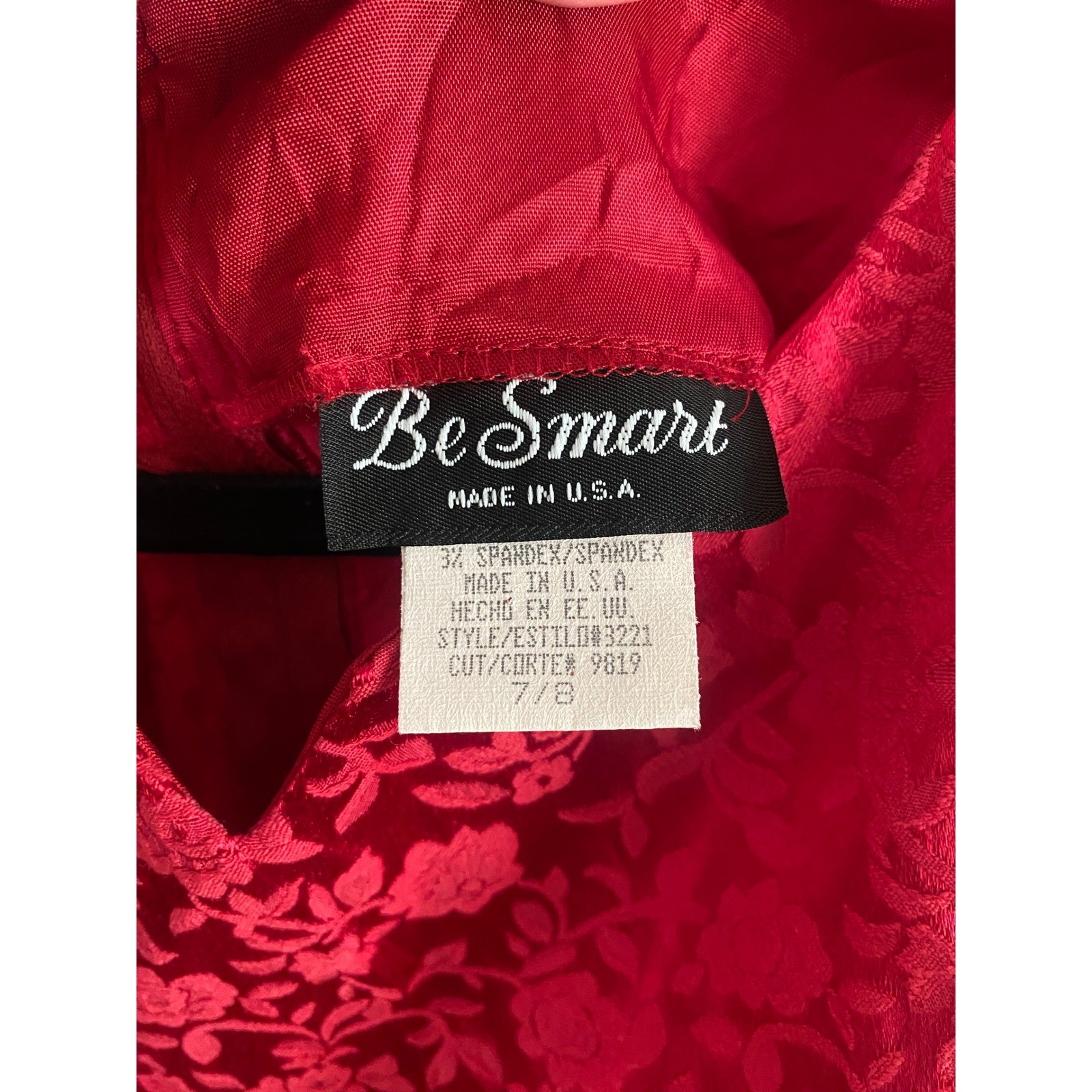 Be Smart Vintage Red Floral Devore Mini Dress Sleeveless Sheath 7/8 USA