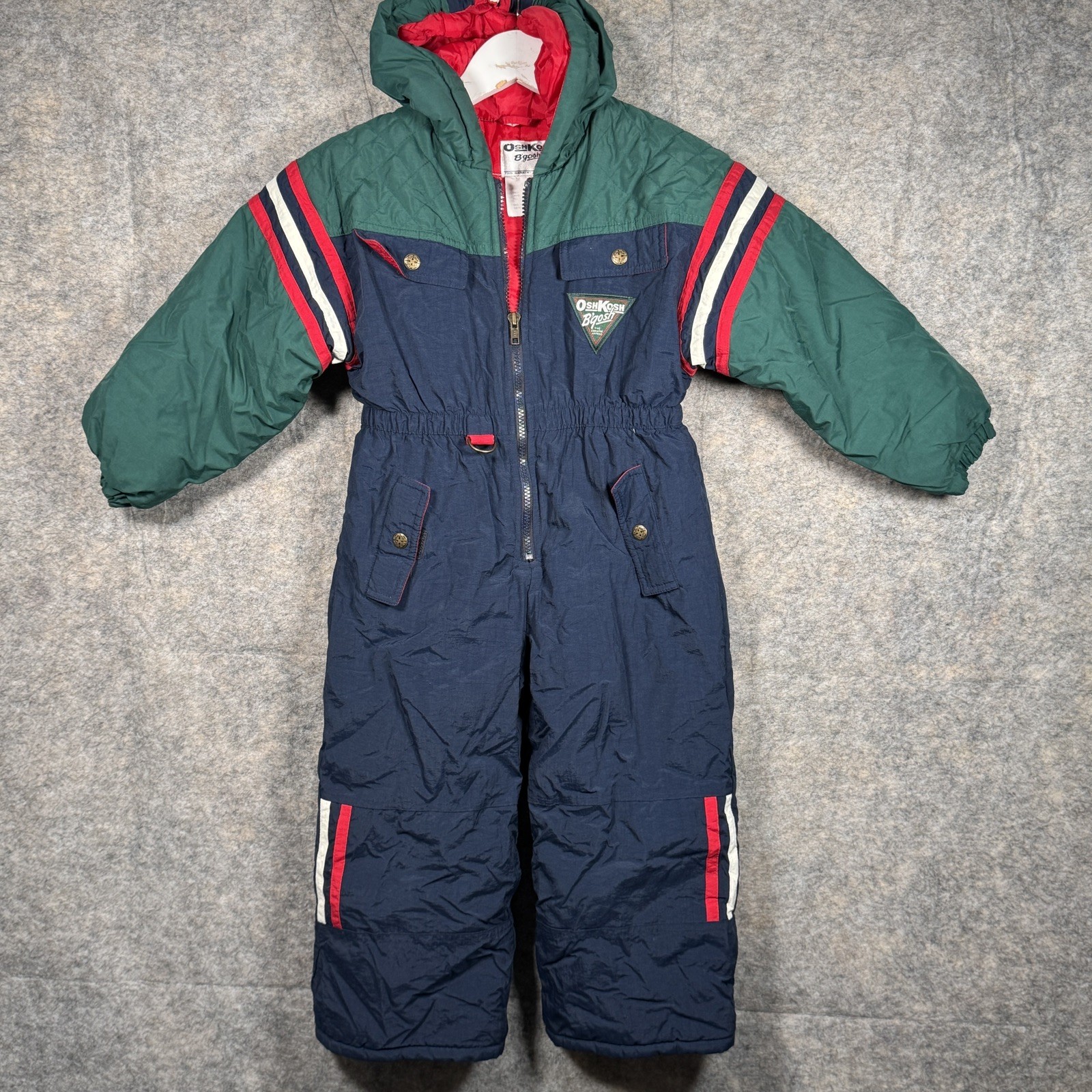 Vintage Osh Kosh B’Gosh Boys Snowsuit Size M 5/6 Lined Hooded Great Condition