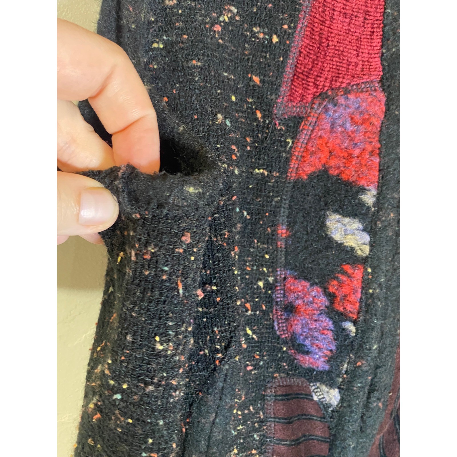 Vintage Canvasbacks Wool Blend Patchwork Art To Wear Flecked Boho Vest S