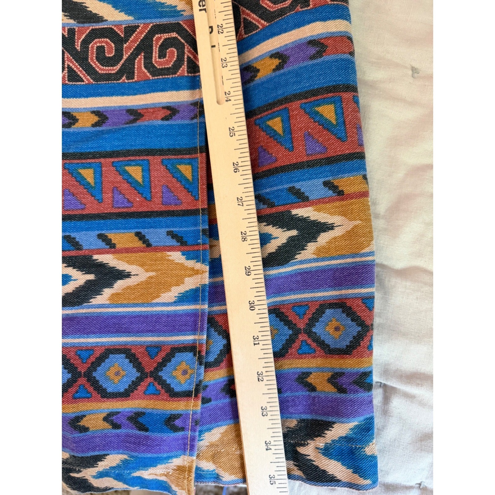 VTG Aztec Switch Skirt Sz 9 Southwest Wrap Style 90’s Blue Purple High Waist USA