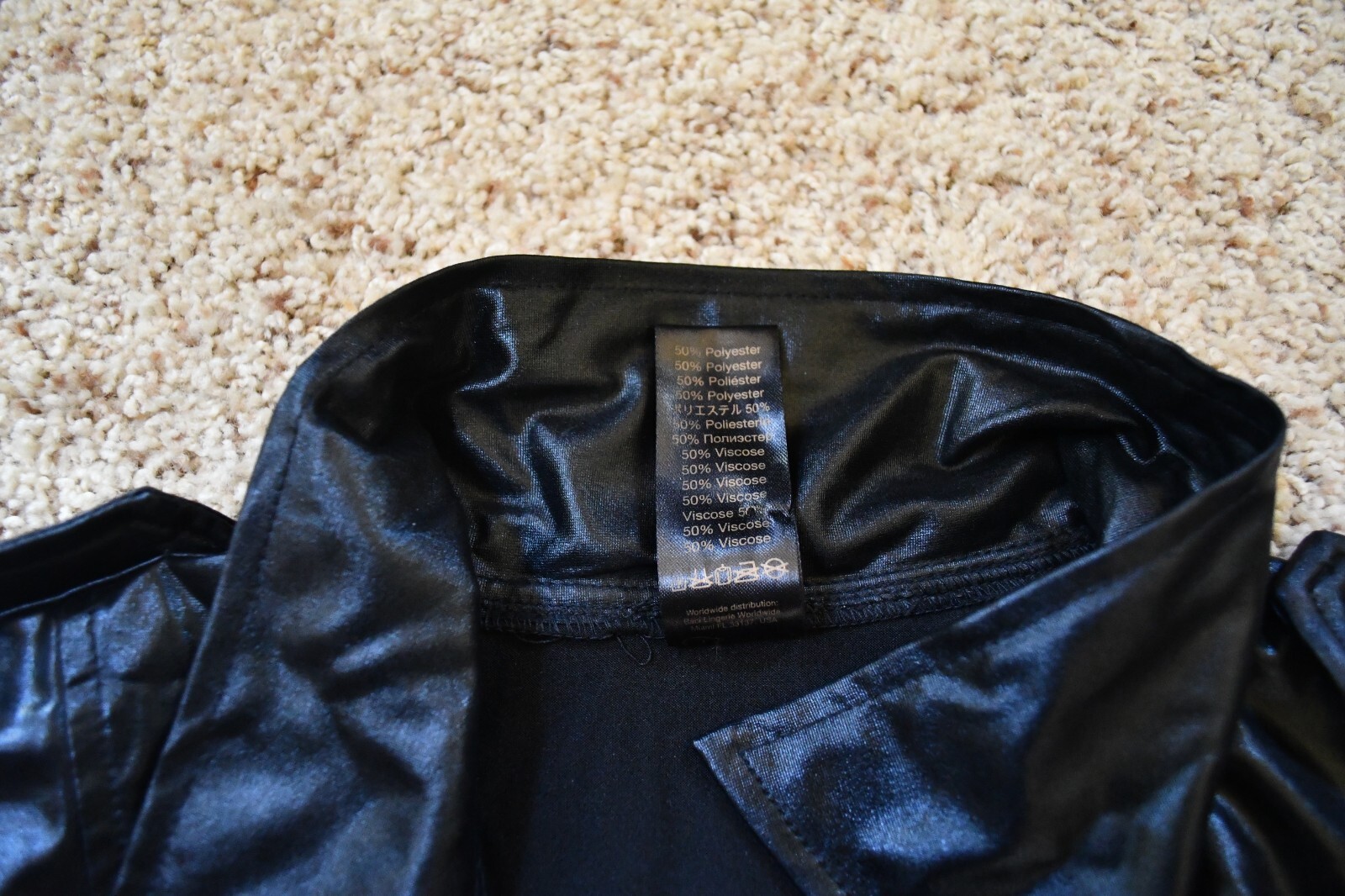 BLACK SHINY BUTTON UP MINI DRESS DREAMS ONE SIZE