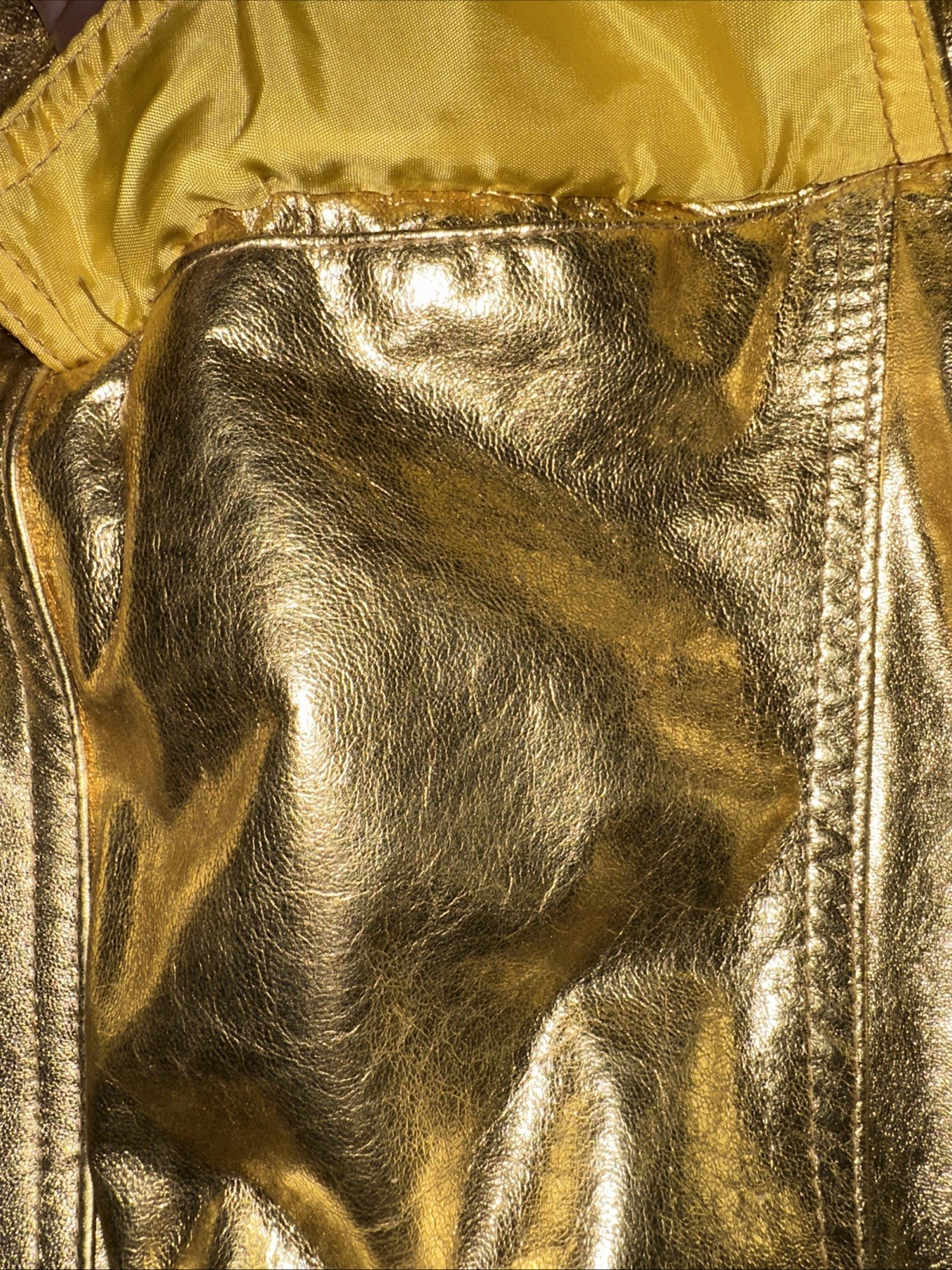 Vintage 80s VAKKO Neiman Marcus Gold Metallic Leather Jacket Bomber Medium USA