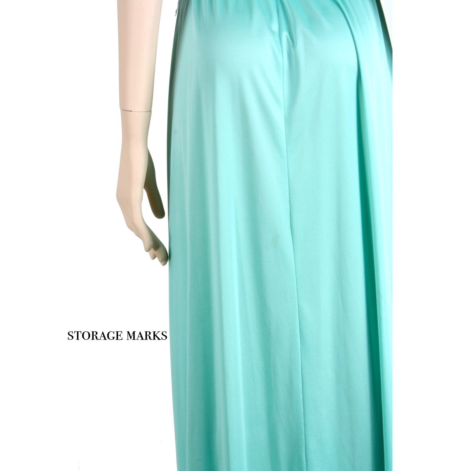 M Vintage 1970s Mint Green Aqua Silky Casual Sleeveless Maxi Dress 70s
