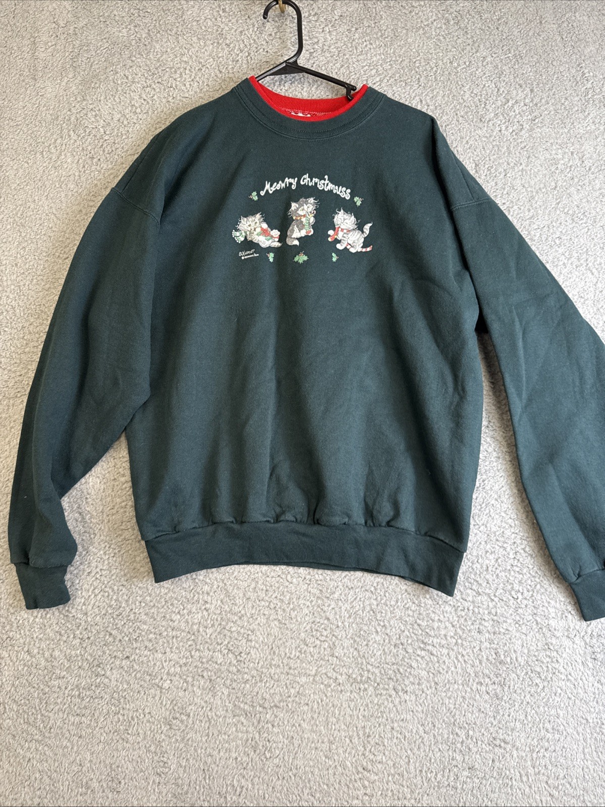 Vintage 90’s Morning Sun Crewneck Pullover Large Meowry Christmas Kittens Hamer
