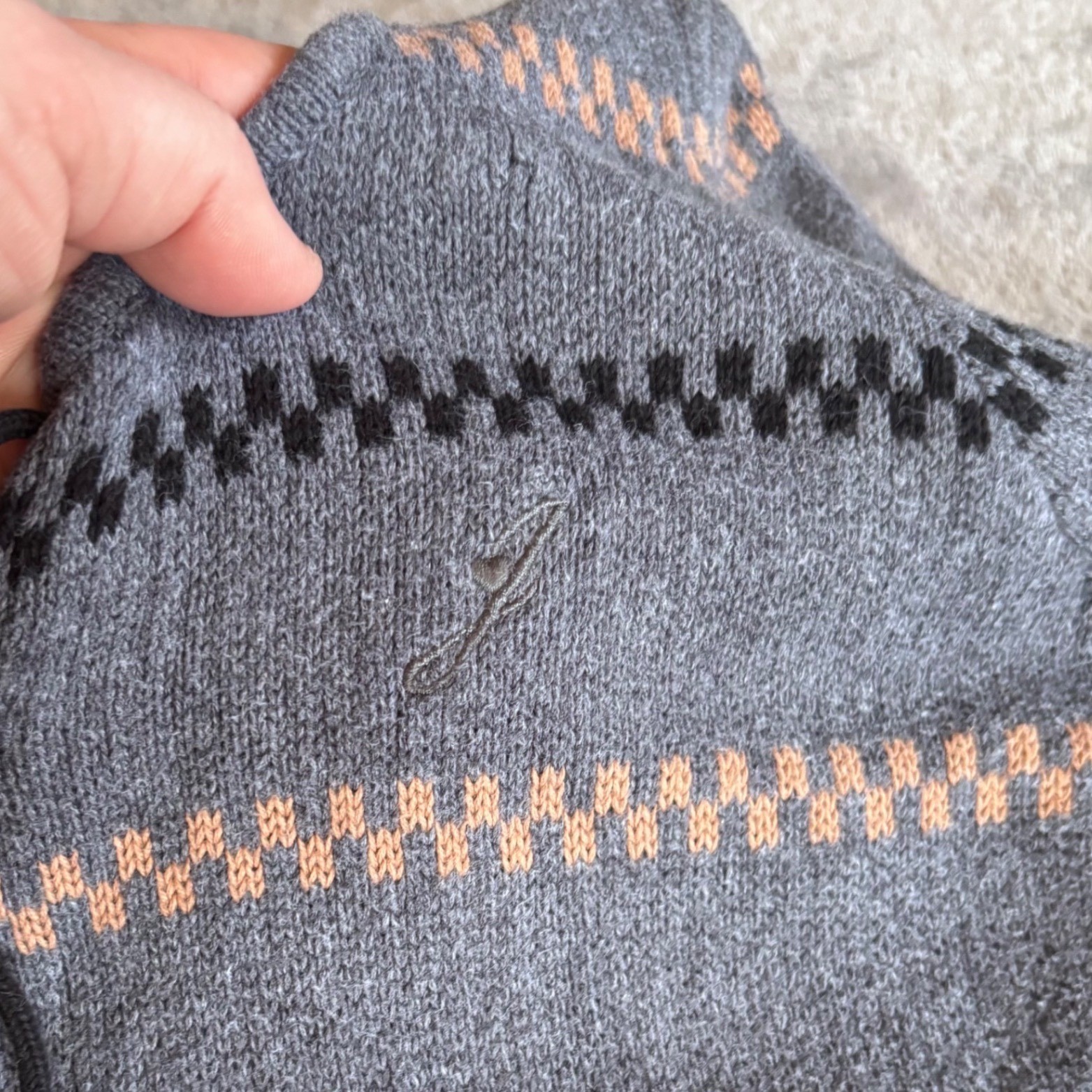Y2K 100% Cotton Knit Sweater Gray Striped Lightweight Boho Minimalist| Medium