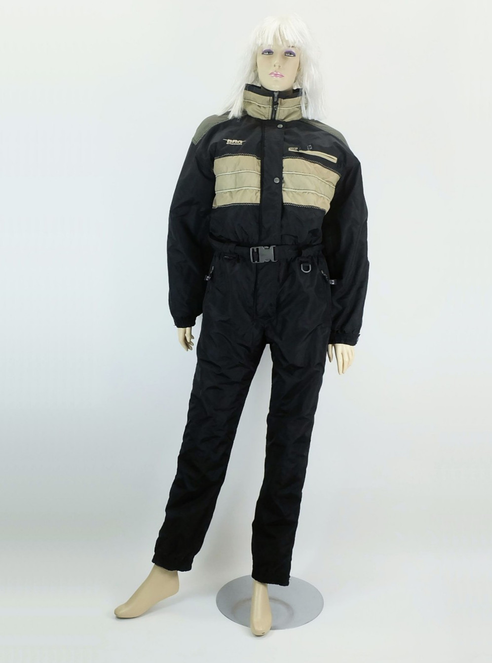 1990s true vintage ski suit overall brugi italy size M black beige