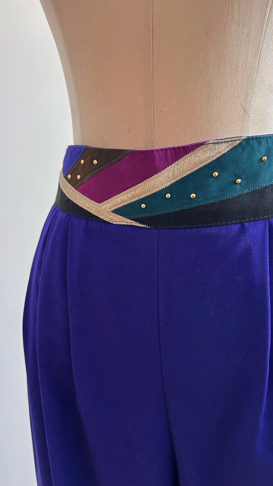 Vintage 80s City Girl 3 Piece Suit Embroidered Patchwork Jacket Blouse Pants M