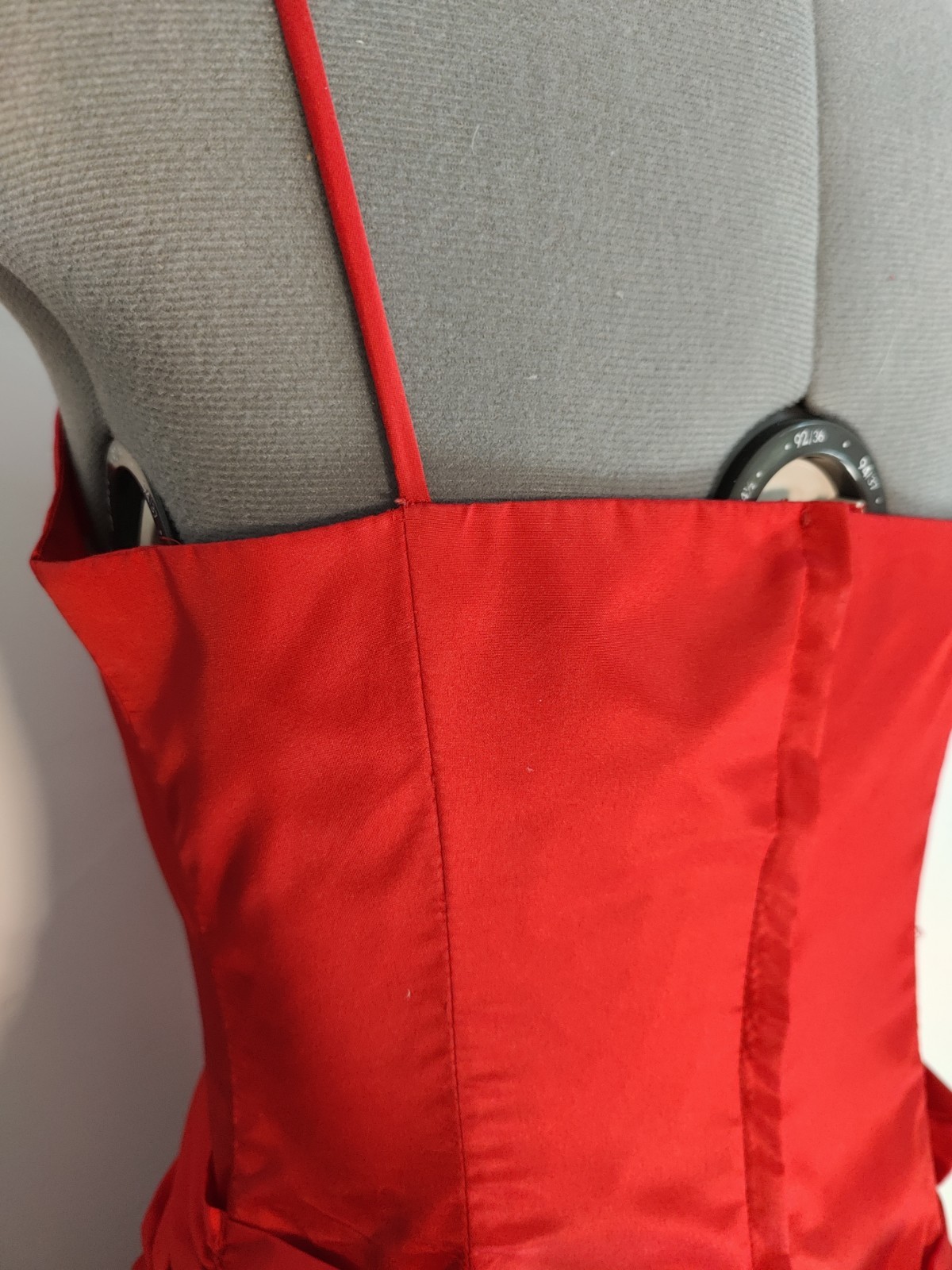 Vtg 80s Prom Dress Red Satin Sleeveless Bow Formal Party Sz M ILGWU