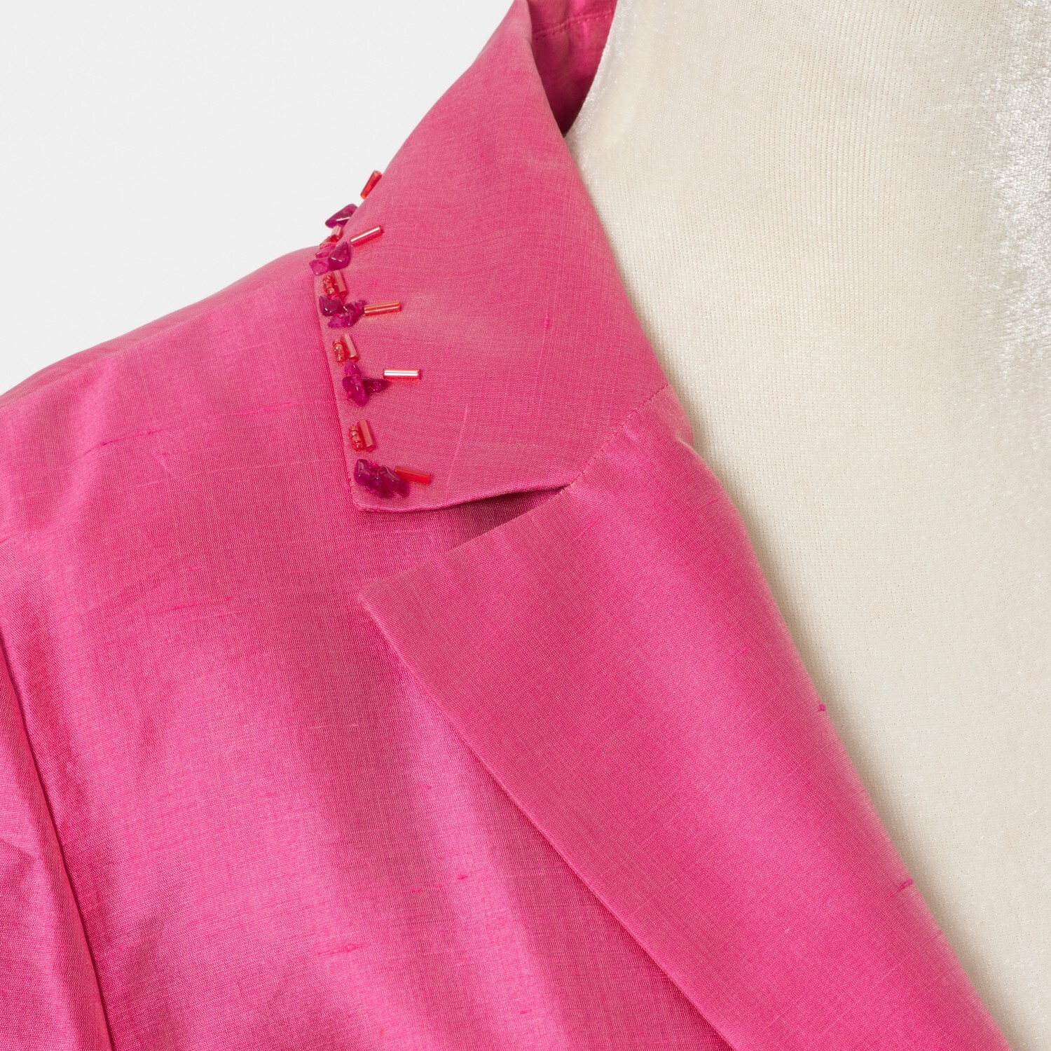 Vintage Les Copains Beaded Hot Pink Silk Jacket and Skirt Mother of The Bride