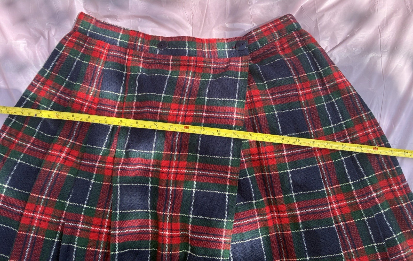 Diana Marco Vintage Women’s Skirt 80s Plaid Pleated Knee-Length Red Blue Sz 16/L