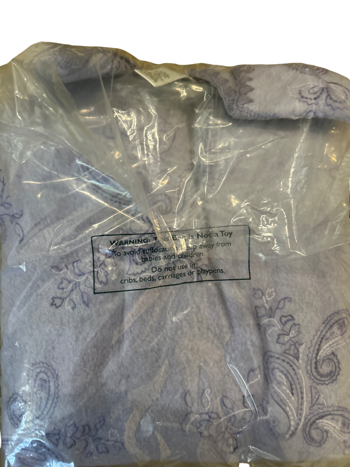 VTG Coldwater Creek Lavender Paisley Embroidered Cozy Fleece Pullover Sweater L